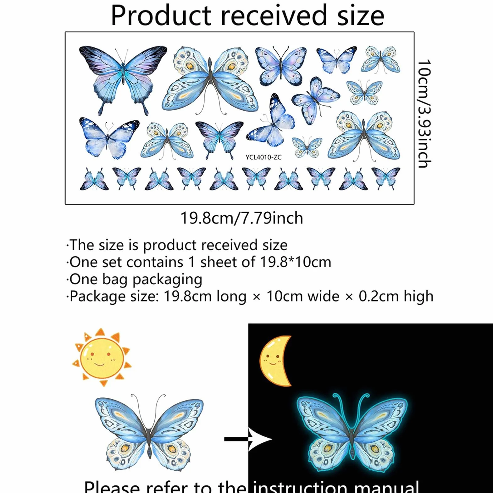 Adesivi Murali Luminose Fluorescenti al Buio, Stickers Murali Farfalla Decorazioni Parete Effetto Notte per Camera da Letto Soggiorno Cameretta Bambini Farfalle Decorative Blu