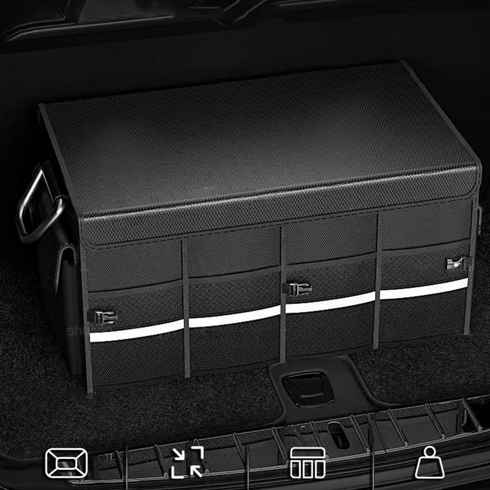 Organizzatore di stoccaggio dei veicoli - Scatola di utilità del bagagliaio dell'auto, contenitore del vano pieghevole | Carrier degli elementi essenziali da viaggio, cestino dell'organizzatore