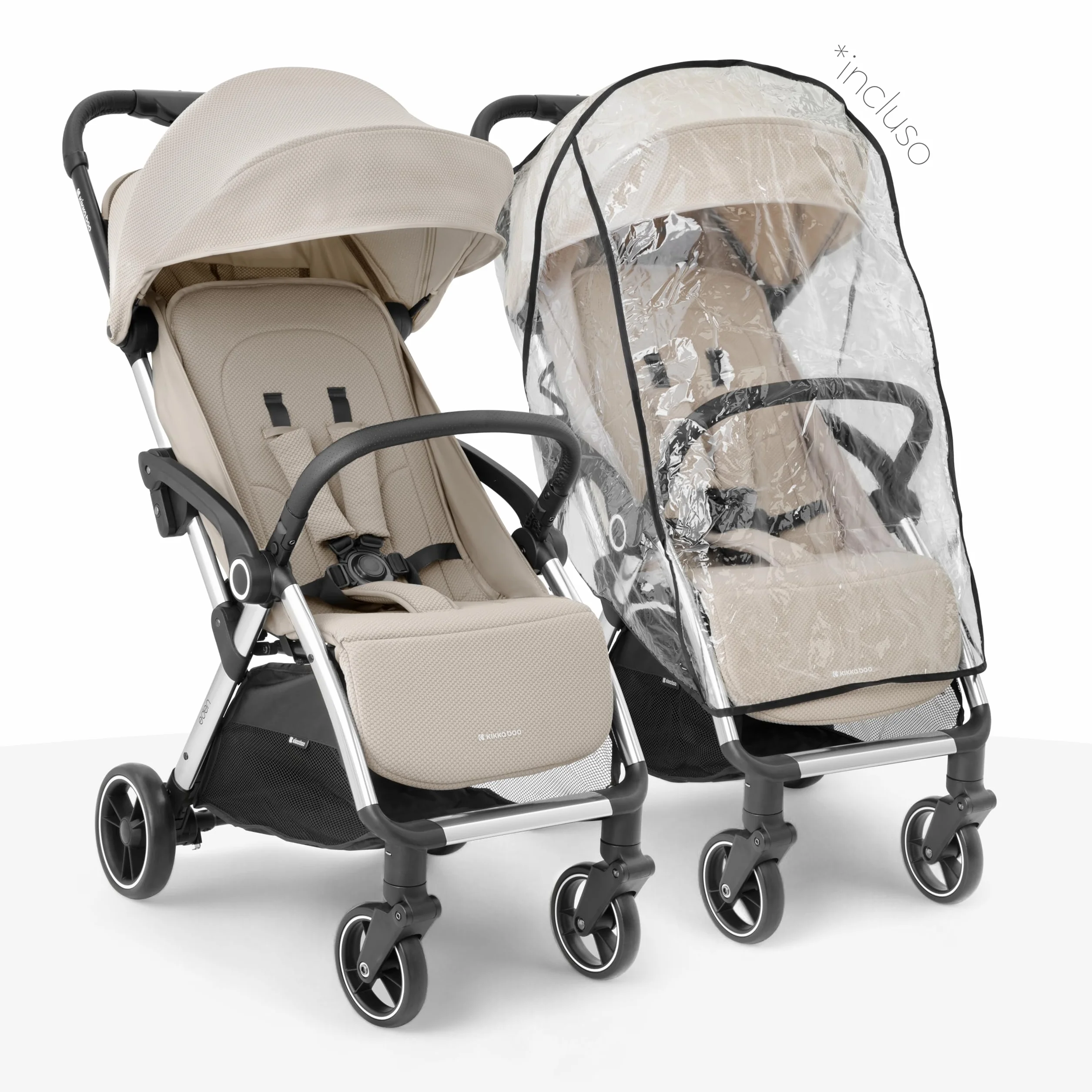 Passeggino KikkaBoo EDEN, Passeggino fino a 22 kg, Ripiegamento automatico, Posizione reclinabile, Ultraleggero, Compatto, Beige