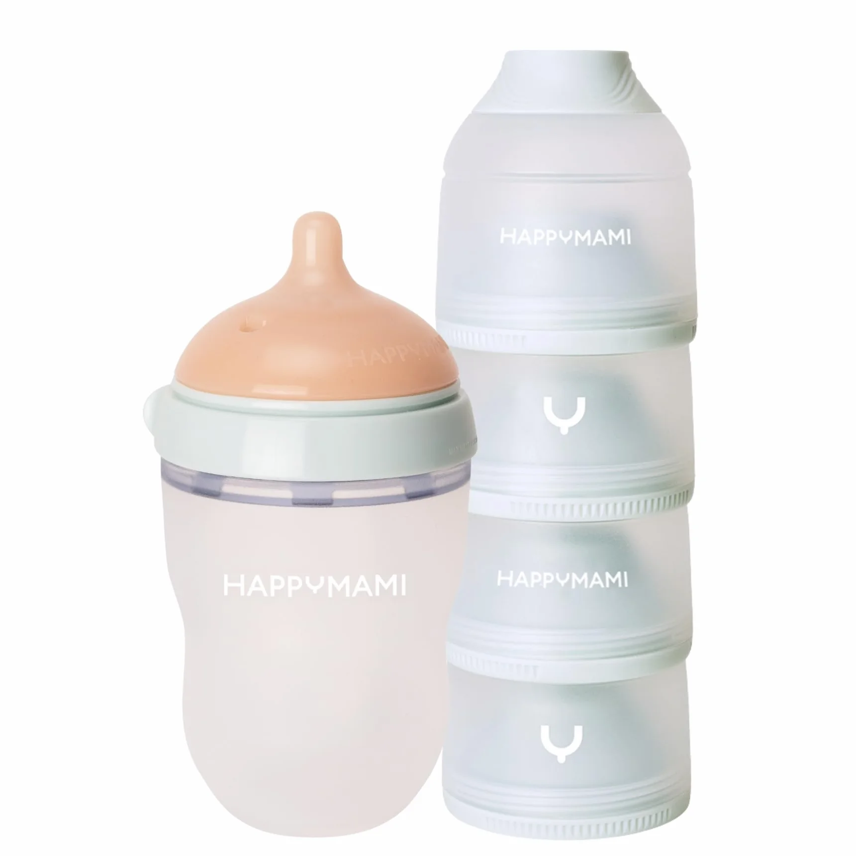 Happymami, Set Biberon Personalizzabile con la Forma del tuo Seno +Dosatore di Latte in Polvere, Kit di Alimentazione per il tuo Bebè, Senza BPA (Set Biberon + Dosatore di Latte in Polvere)