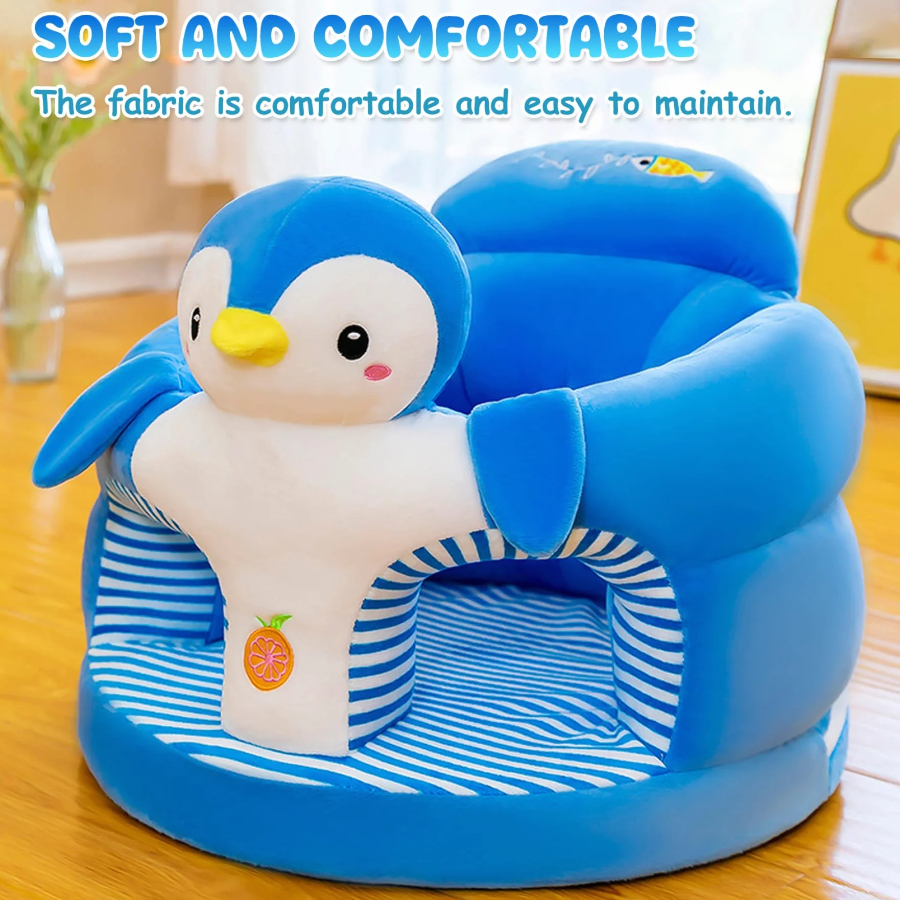 Baby Sit Me Up Seggiolino Pinguino Cartoon Supporto per Baby Sitting per Neonati 0-36 Mesi Sedia Morbida per Camera da Letto, Soggiorno, Asilo Nido, Appartamento - Supporto per Seduta