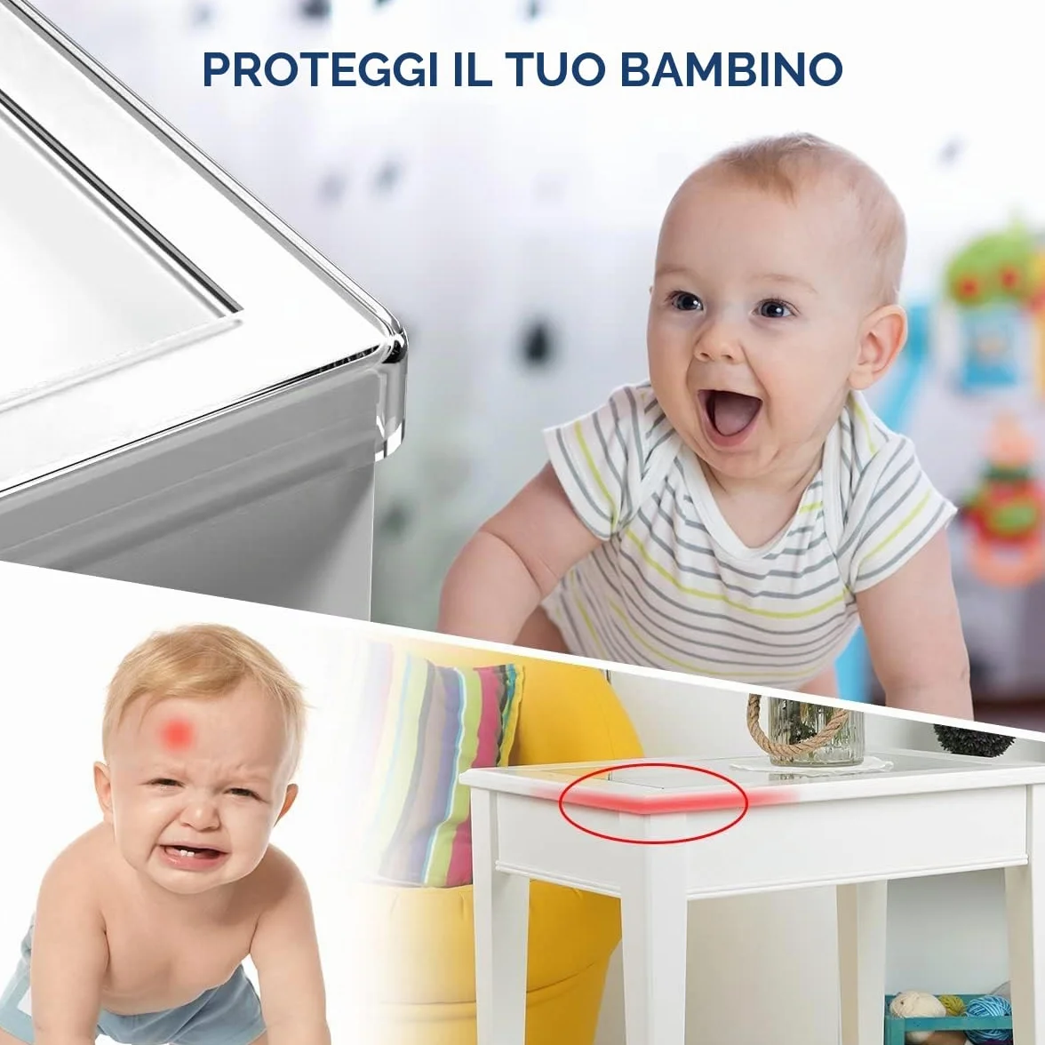 Vicloon Protezioni per Bordi, 2M Striscia Paraspigolo Spigolo Anti Collisione in Silicone Senza BPA, Trasparente e Extra Spesso Bordi Protezione, Paraspigoli Bambini per Tavoli, Armadi e Mobili