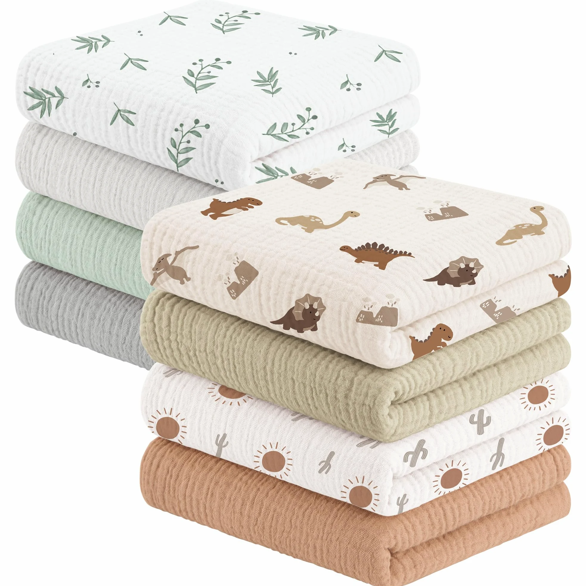 Susurration Salviette in Garza per Bambini Super Morbido Assorbente in Mussola a Grana Per Neonati, Unisex, per Bambine E Ragazzi 8 Pezzi, Set 60x60CM (Rosa-viola)
