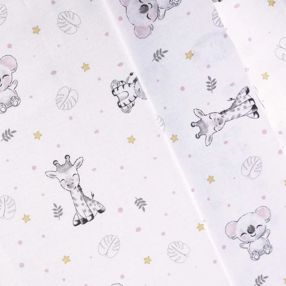 Set di 3 Lenzuola per Carrozzino KOALA en blanco rosa · 100% COTONE · Lenzuolo per Neonati