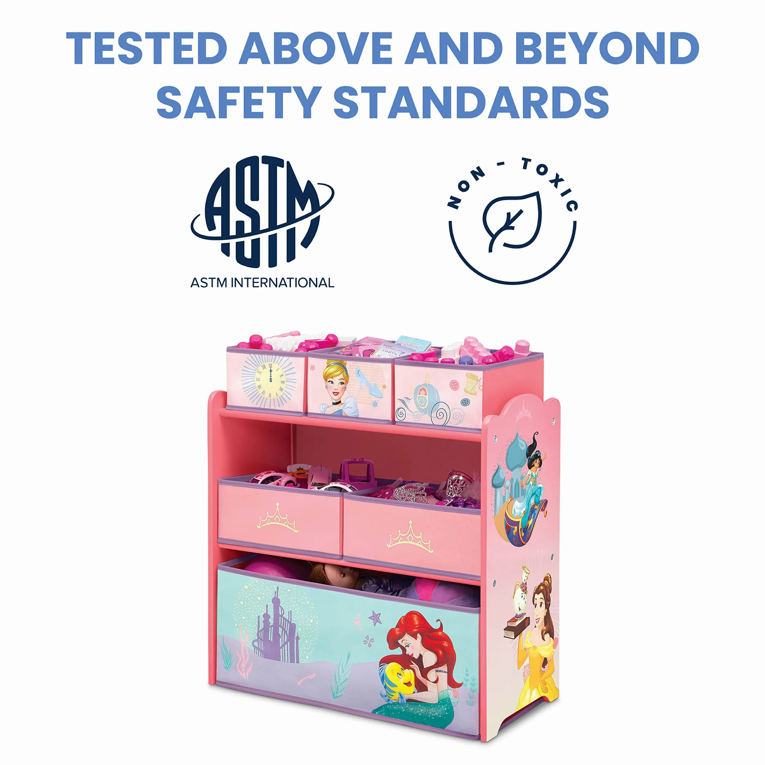 Delta Children Design & Store - Organizer per giocattoli con 6 pattumiere, motivo: Principesse Disney