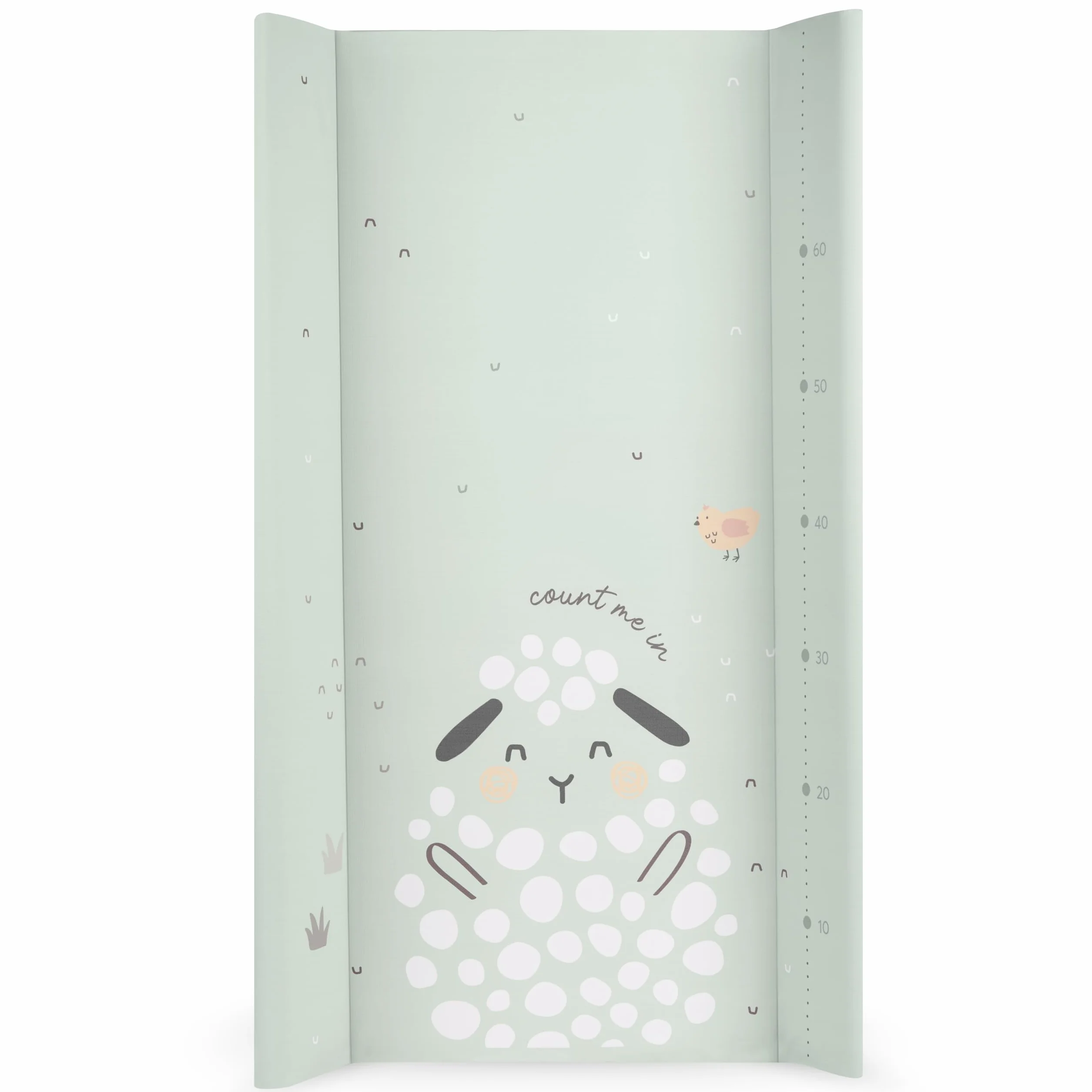 KikkaBoo Fasciatoio Portatile Neonato 80x50 cm SLEEPY SHEEP, Materassino Fasciatoio Impermeabile e Morbido in PVC, Verde