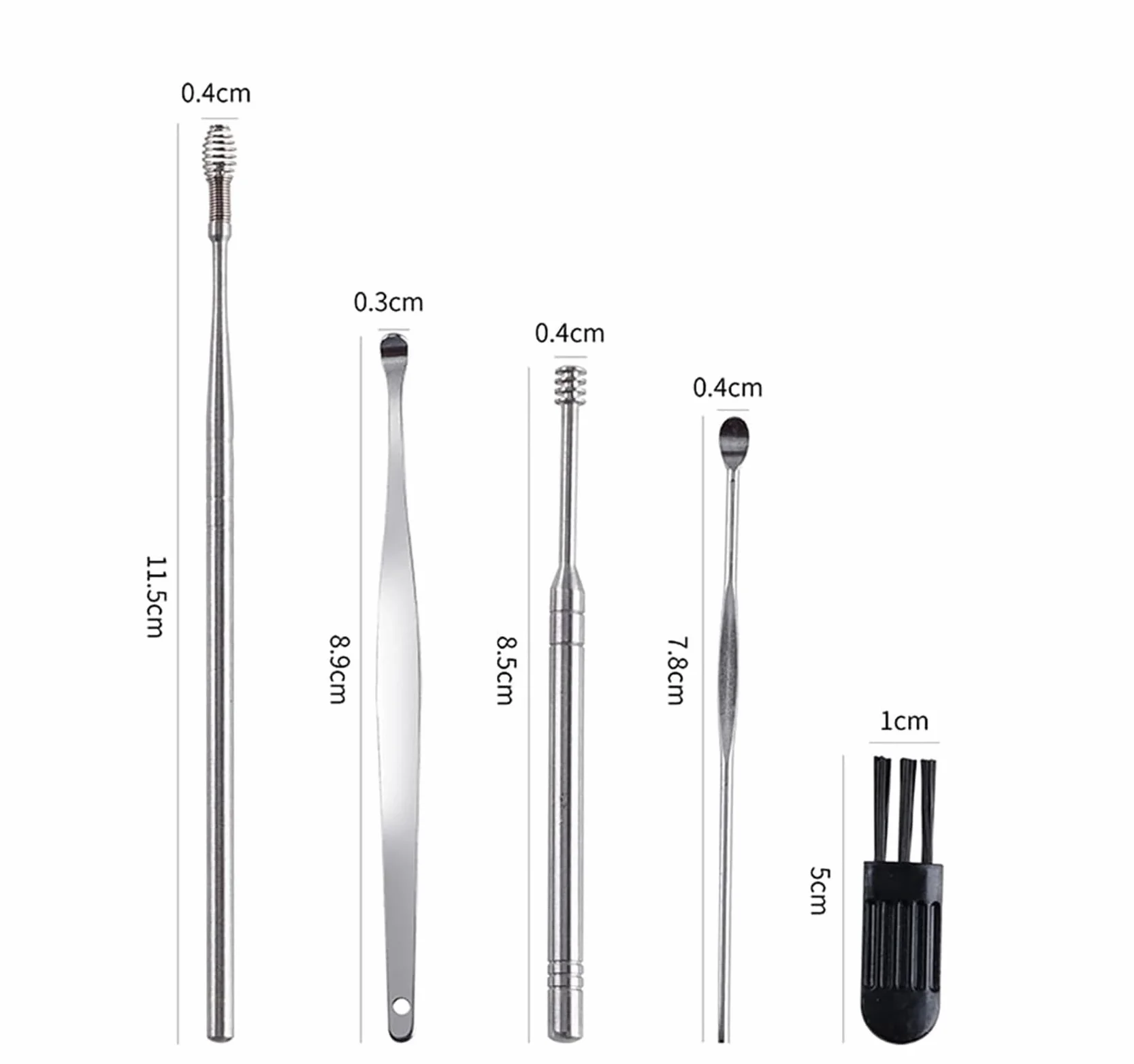 Pulisci Orecchie, 6 Pezzi Kit Pulizia Orecchio, Strumenti per Pulizia dell’Orecchio in Acciaio Inox, Pulisci Orecchie Cerume