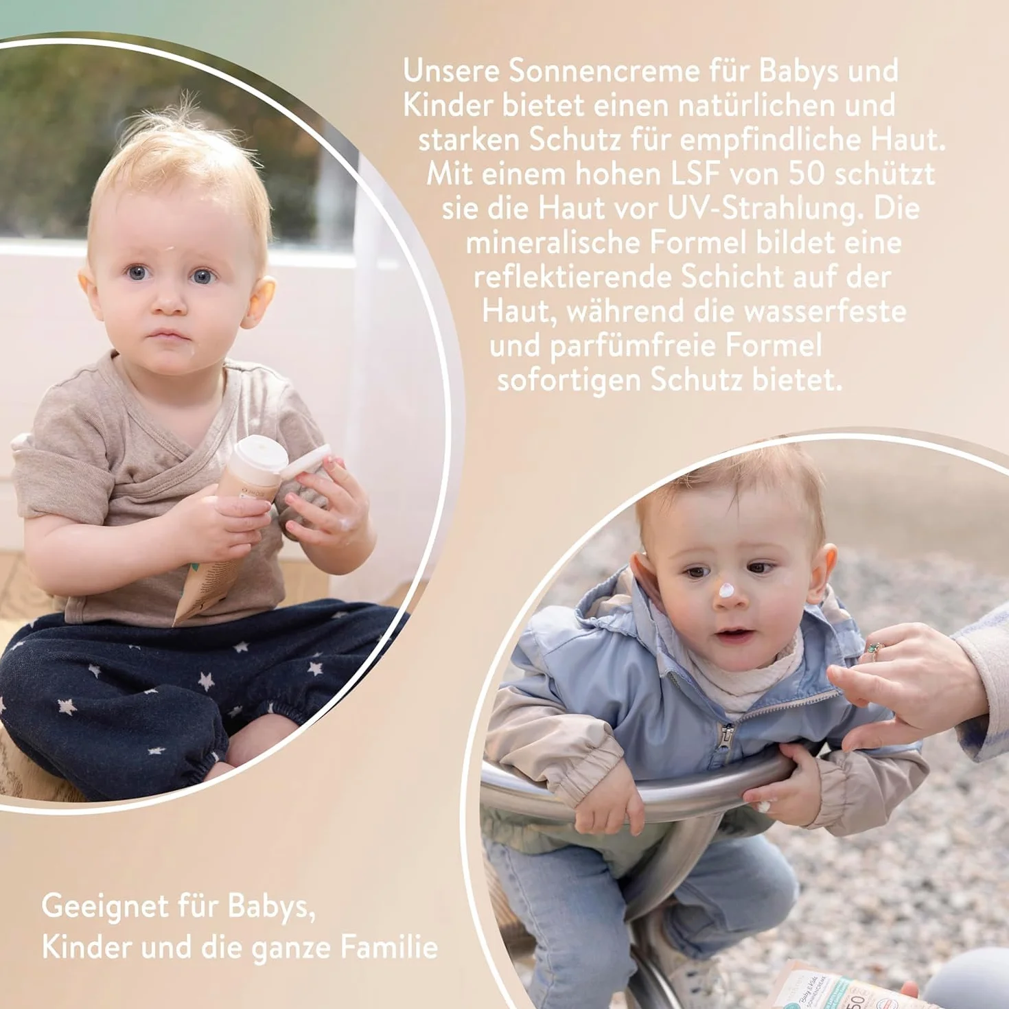 MABYEN Crema solare minerale al 100% Baby & Kids SPF 50, 2 x 100 ml, crema solare per bambini con filtro minerale UVA/UVB, protezione immediata senza tempo di posa – impermeabile, senza profumo
