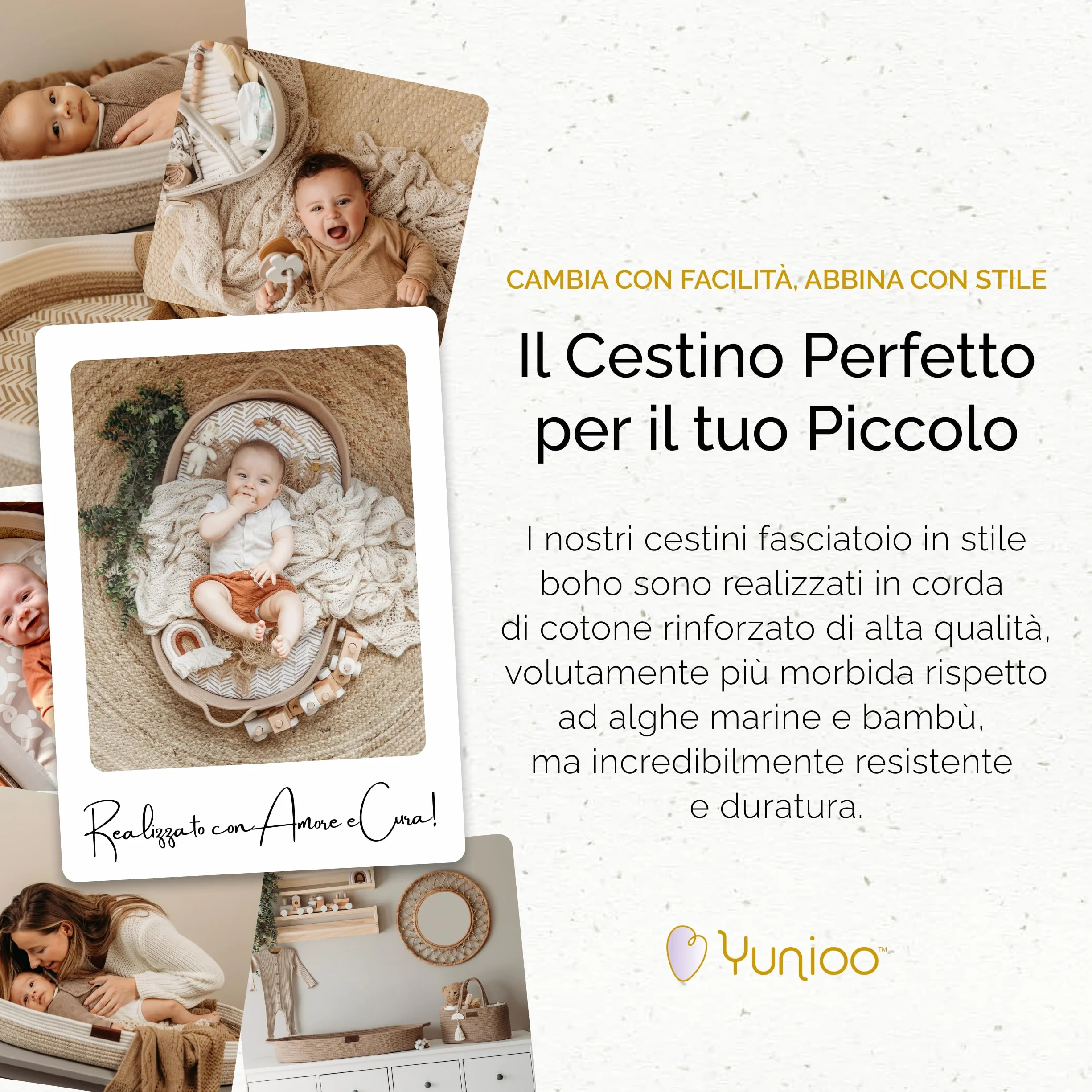 Yunioo Cesta Fasciatoio per Neonato con Materassino Impermeabile Fasciatoio Portatile Neonato Morbido Cuscino Adatto a Cassettiera e Piano Per il Cambio