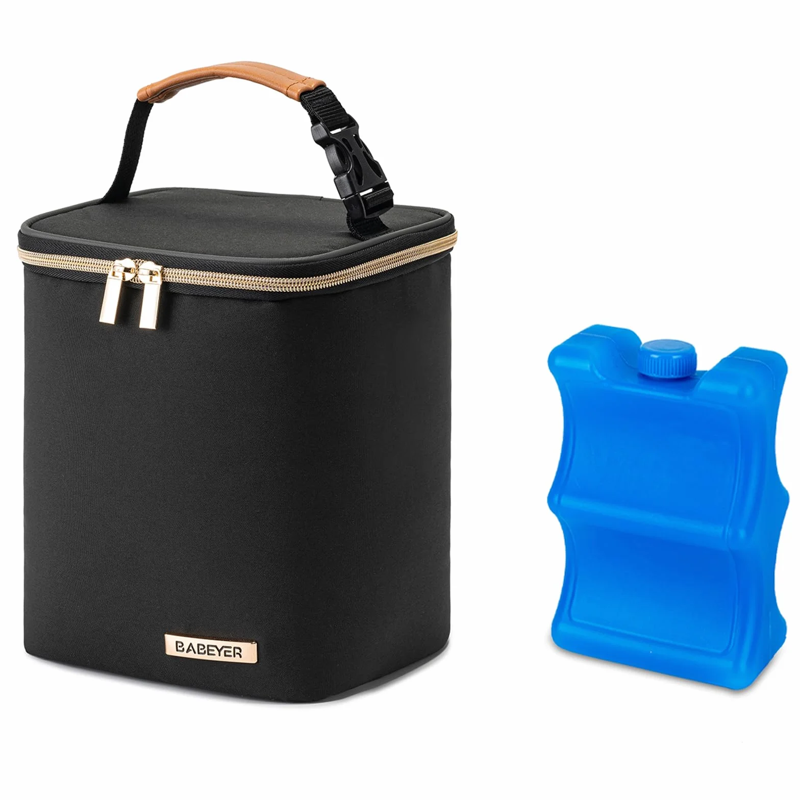 Borsa termica per latte materno, borsa termica per biberon con sacchetto di ghiaccio per 4 bottiglie fino a 120 ml – 270 ml, perfetta per l'asilo nido, i viaggi, madri che allattano, nero