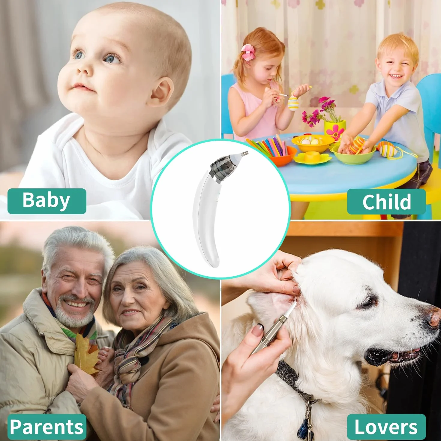 Pulisci Orecchie Elettrico, Aspiratore Auricolare Elettrico,Pulisci Orecchie,Rimozione Cerume Auricolare per Una Pulizia Profonda, Adatto A Bambini E Adulti (Bianco-1)