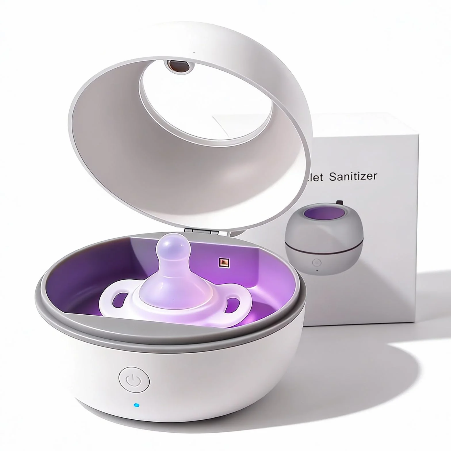 Sterilizzatore portatile per ciuccio, ciuccio UV, sterilizzatore, sterilizzatore al 99,99% in 3 minuti, disinfettante UV per la casa e in viaggio, per 2 ciucci, per viaggi e casa