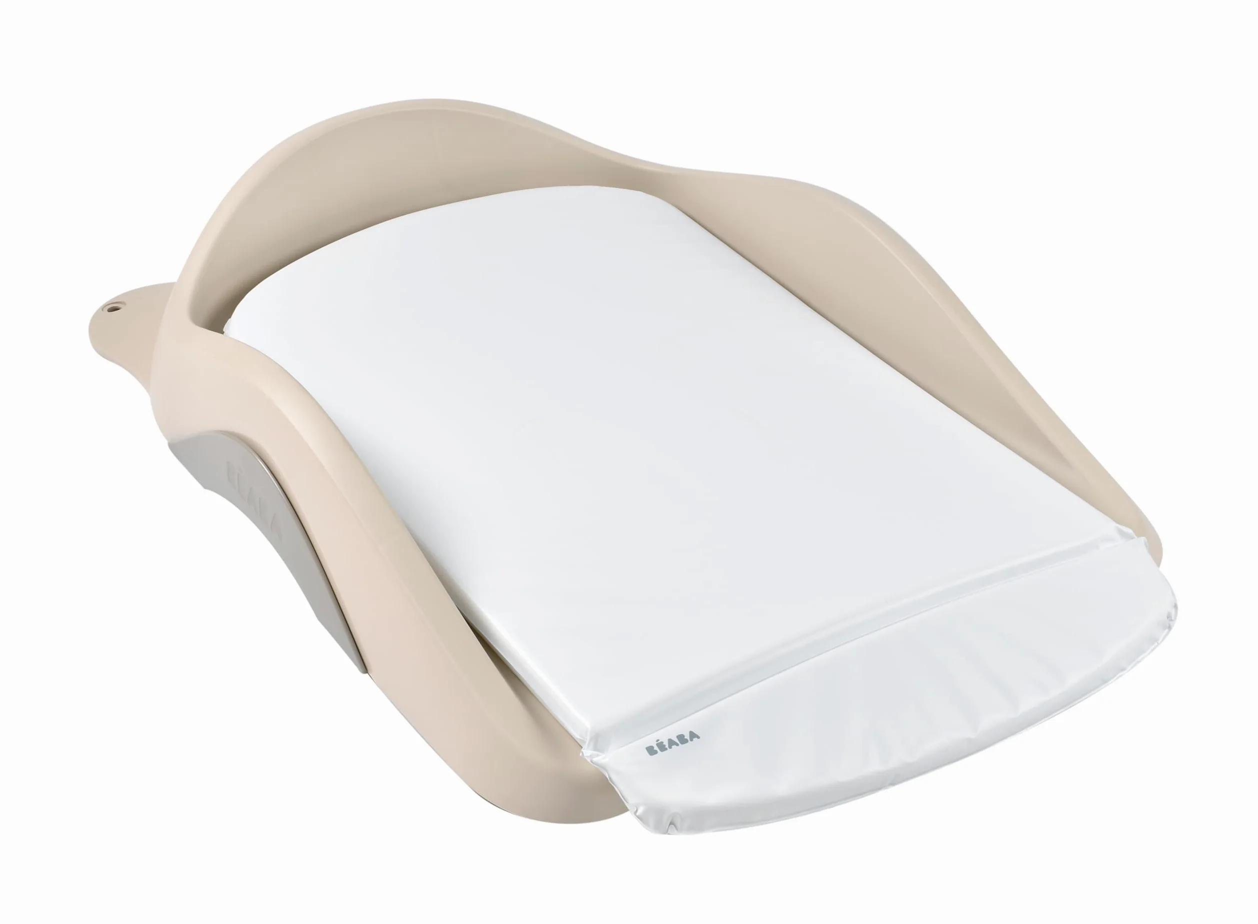 BÉABA - Fasciatoio Neonato - Materassino Leggero e Compatto - Fissaggio Regolabile - Lavabile - Ripiano/Bordo alto/Ventosa - Made in France - Argilla