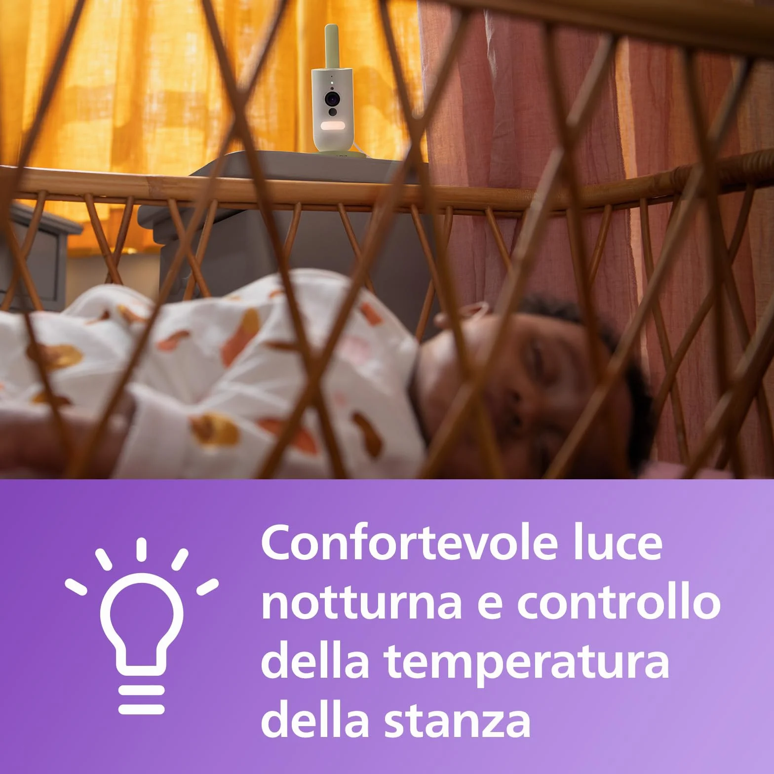 Philips Avent Connected Baby Camera, crittografia sicura e riservata, con app, audio, zoom x2, visione notturna, VOX, funzione di comunicazione a due vie (modello SCD643/26)