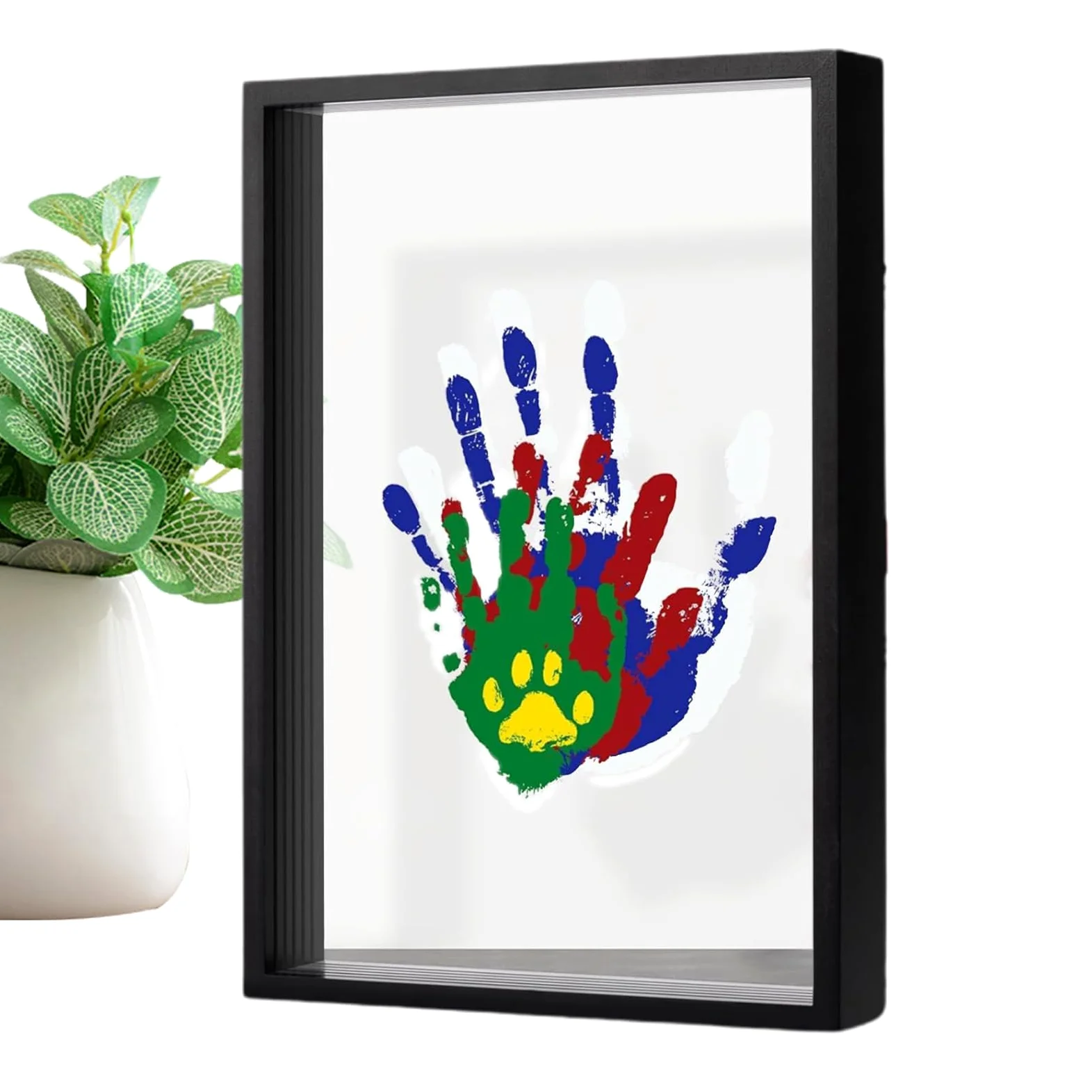 Kit di ricordi per impronte di mani, cornice portafoto personalizzata per ricordi di famiglia, design trasparente da appendere, decorazione per la cameretta dei bambini, decorazione per la scrivania