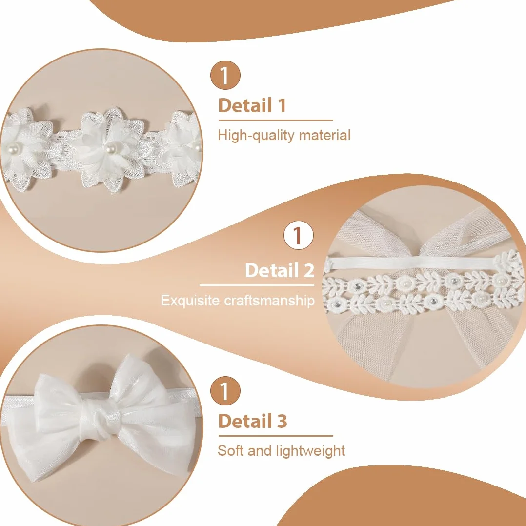 4 Pezzi fascia neonato, Fascia capelli neonata, Cerchietti bambina