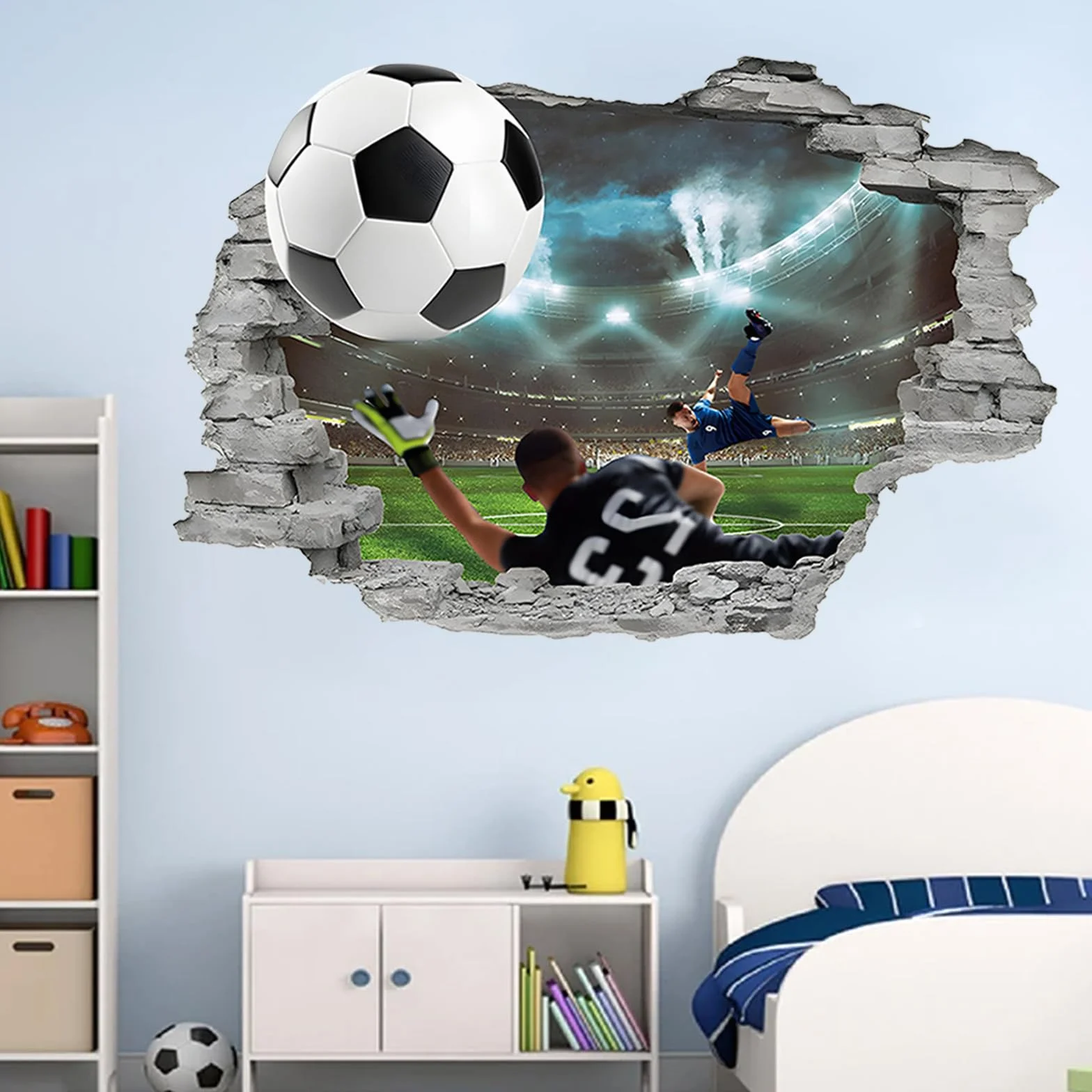 Adesivi Murali 3D,Adesivi Murali di Calcio 3D,Adesivi di Sfondo TV,Adesivi Murali di Calcio Della Camera Dei Ragazzi,Rimovibili eAdatti per la Decorazione Della Camera da Letto e Del Soggiorno