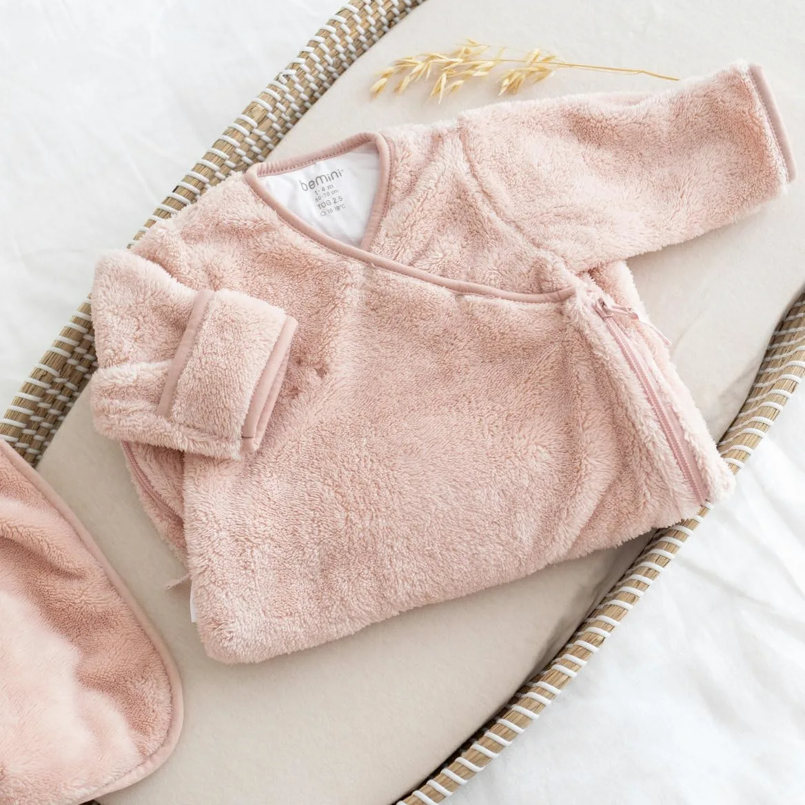 BEMINI - Sacco nanna/Magic Bag 03 mesi con guantoni SOFTY Tog 2,5 | Zip| Caldo | Maniche Lunghe | Rosa antico
