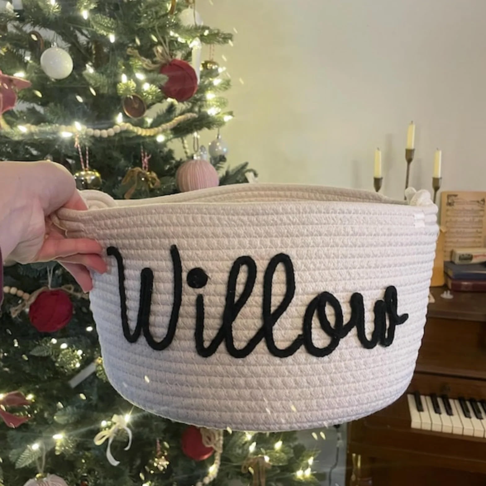 Cesto regalo personalizzato per neonati, in corda di cotone, per baby shower, cesto per giocattoli, cesto per bambini, organizer per giocattoli per bambini, decorazione per la cameretta dei bambini (L
