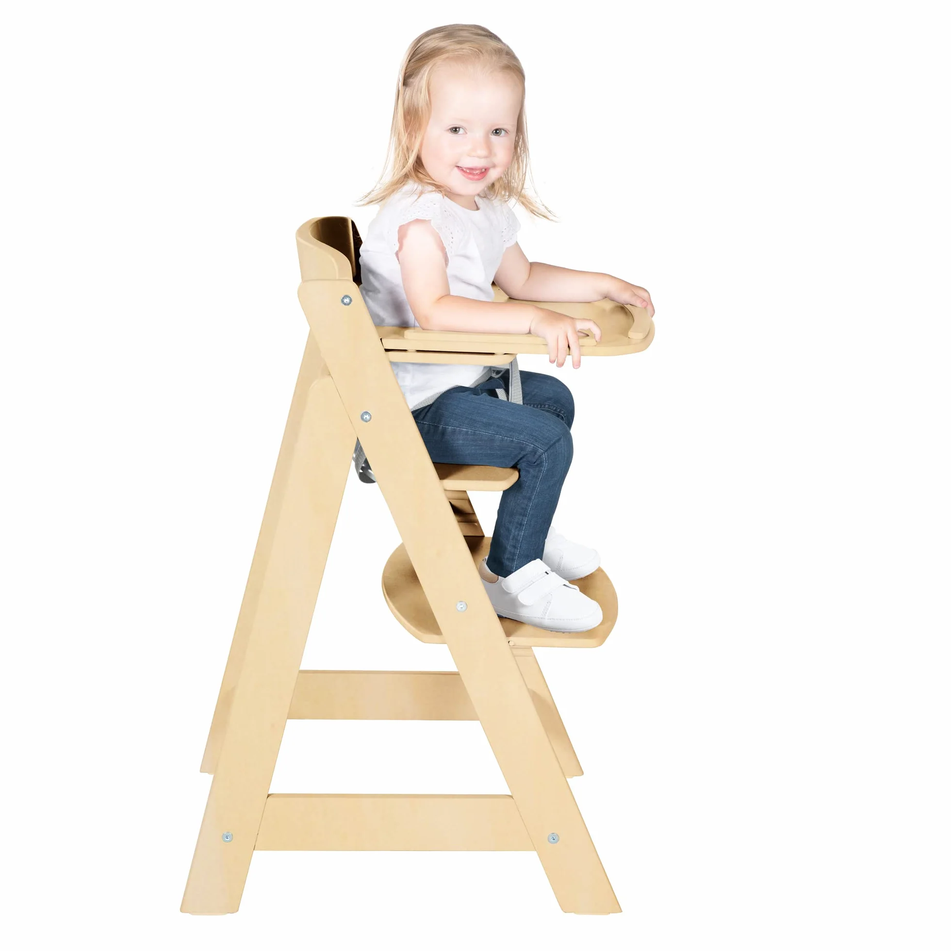 roba Vassoio per Seggiolone Sit Up Flex, Rimovibile, Installazione Veloce, per Colazione, Pranzo, Merenda, Cena, Compatibile con Cinture di Sicurezza, Facile da Pulire, Legno Naturale