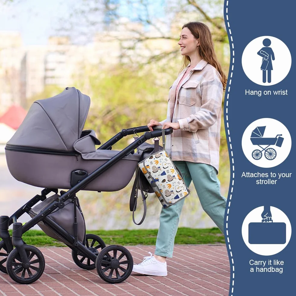 HOTUT Fasciatoio Portatile Pieghevole da Viaggio, Kit Cambio Pannolino per Neonato Esterno Casa Viaggio, Portable Tappetino Borsa per Il Cambio Pannolino, Regalo Battesimo Bimbo