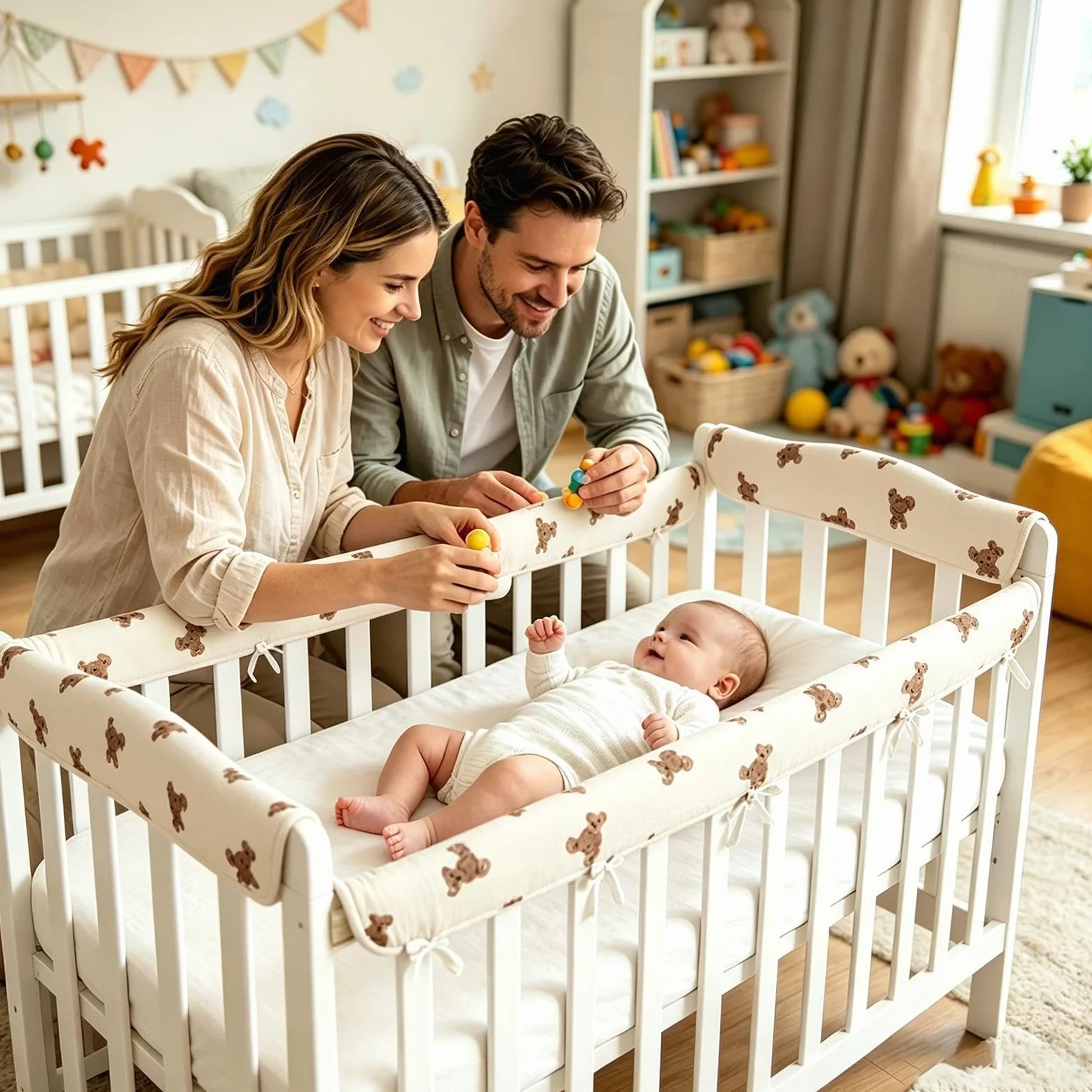 Paracolpi Sponde da Dentizione 4 Pezzi Cuscinetti Antiurto Regolabili | Paracolpi antimasticazione per bambini per casa appartamento asilo cameretta box mobili uso quotidiano