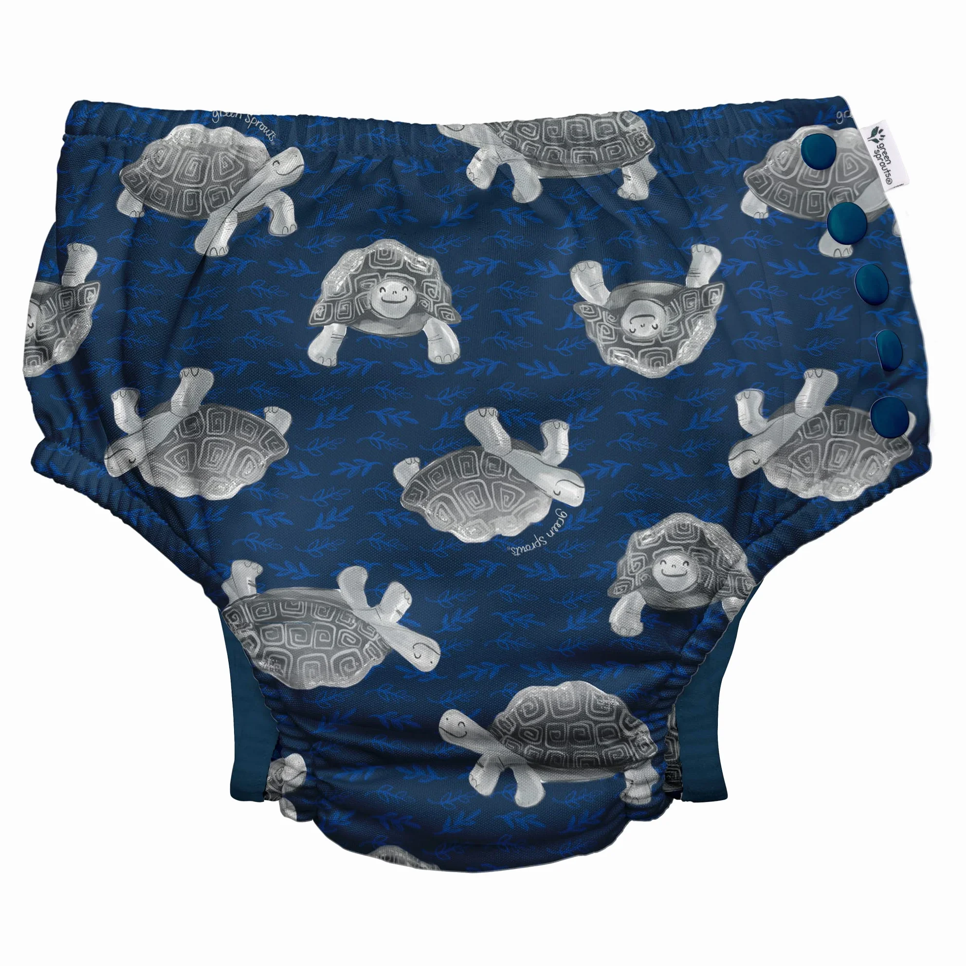 green sprouts - Pannolino da bagno ecologico con bottoni - Navy Tortoises - 6mo (3-6m)