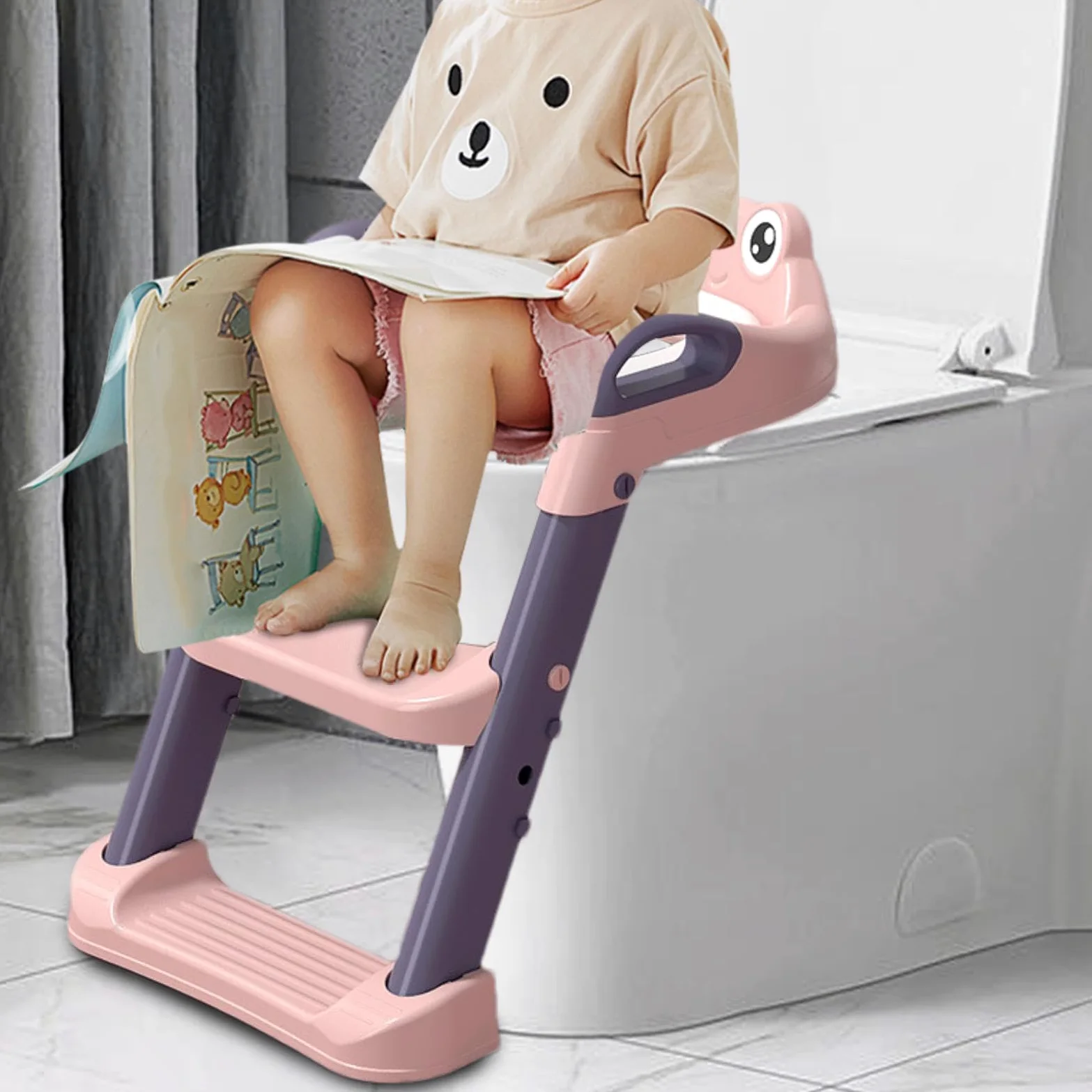 Scaletta WC per bambini piccoli, vasino con gradini Sgabello per vasino | Scale per vasino Gradini antiscivolo, maniglie impermeabili sopra le scale del WC, per bambini e bambine da 1