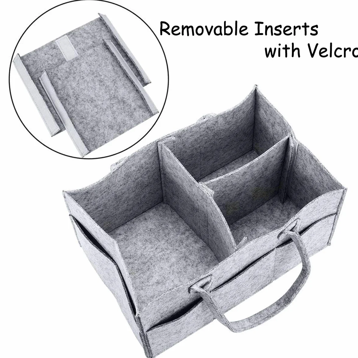 pieghevole Baby Diaper Caddy organizer, Portable nursery Storage basket Bin con scomparti intercambiabili (grigio)