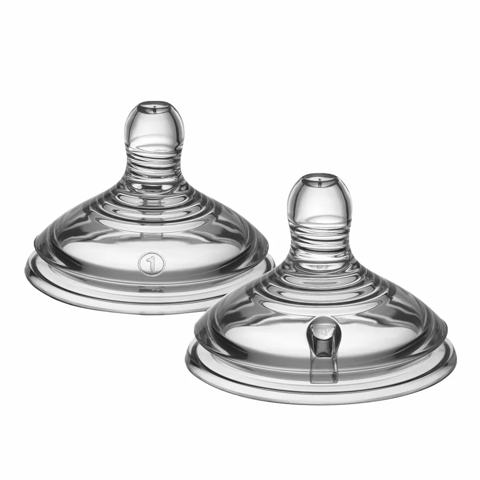 Tommee Tippee Tettarelle per biberon Natural Start, flusso medio, 0+ m, attaccamento naturale, valvola anti-colica, silicone morbido, 2 pezzi