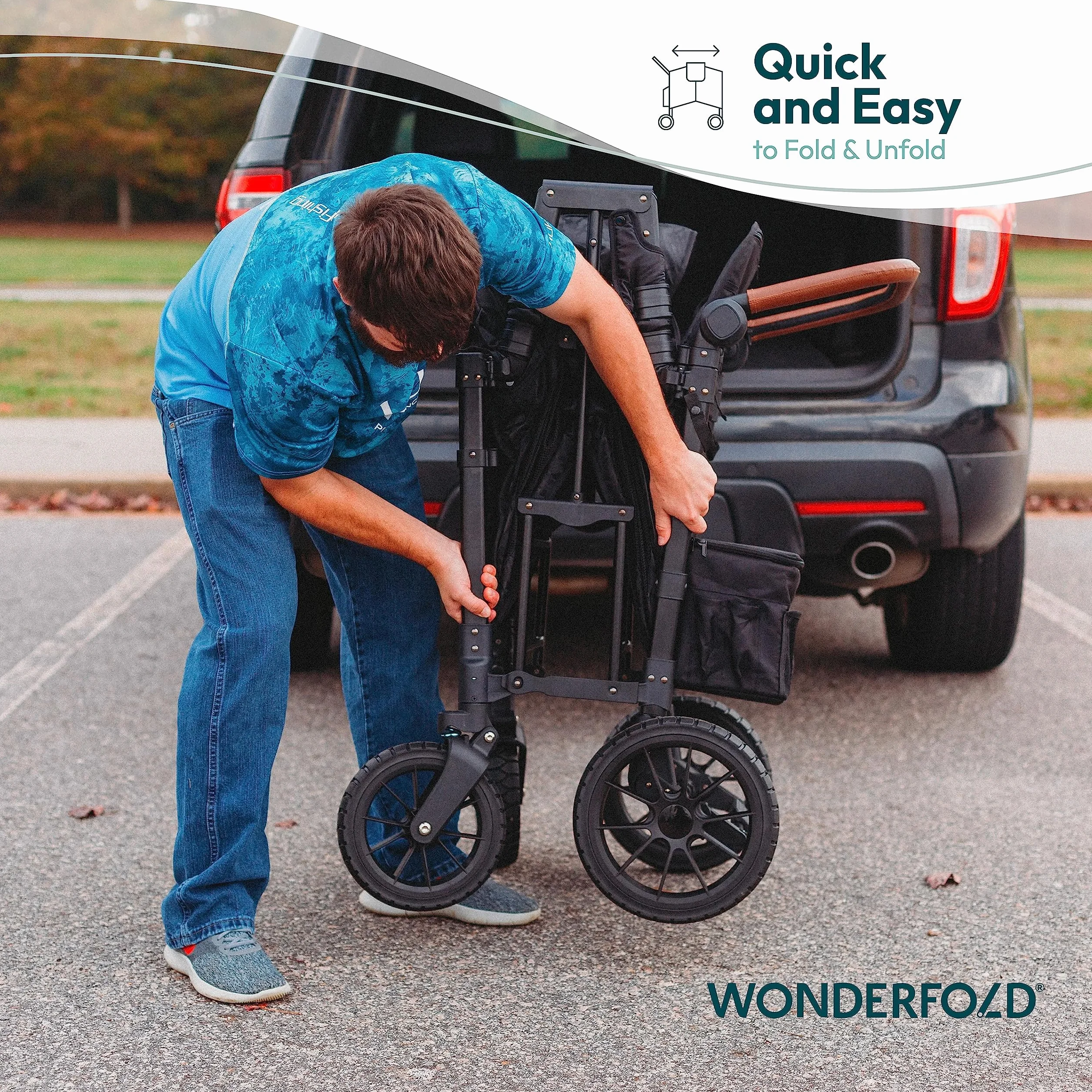 WonderFold W2 Luxe - Passeggino vulcanico nero