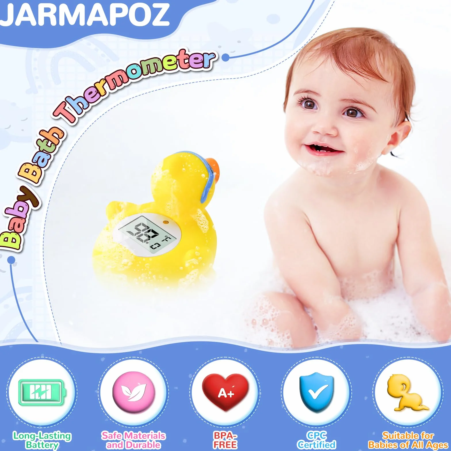 Termometro da Bagno per Bambini, Convertibile tra ℉ e ℃, Termometro di Sicurezza per Neonati e per la Temperatura della Stanza, Giocattolo Galleggiante Sicuro per Vasca da Bagno (Anatra)
