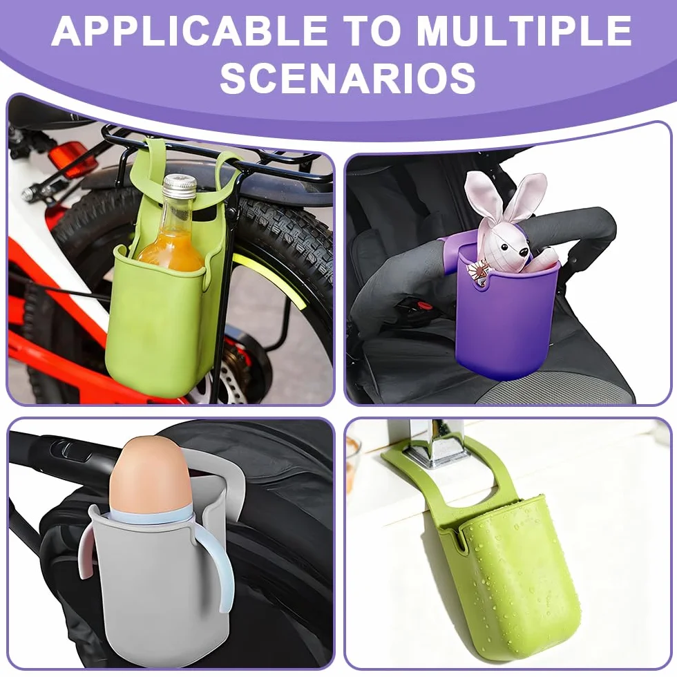 4 pezzi Portabevande universale in silicone, portabevande universale, portabottiglie per bicicletta, per deambulatori, biciclette, sedie a rotelle, mountain bike, scooter, golf cart
