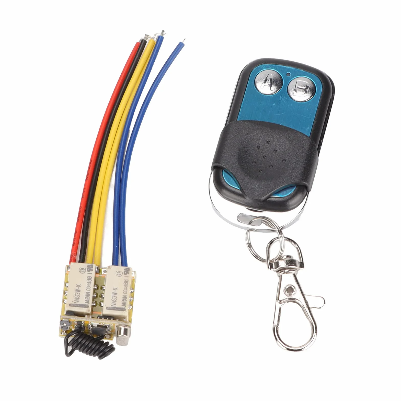 Interruttore Telecomando a Relè DC3.7-2V, Interruttore Wireless Universale a 433Mhz a 2CH, con Pulsante di Apprendimento per Il Sistema di Moduli a Scatto