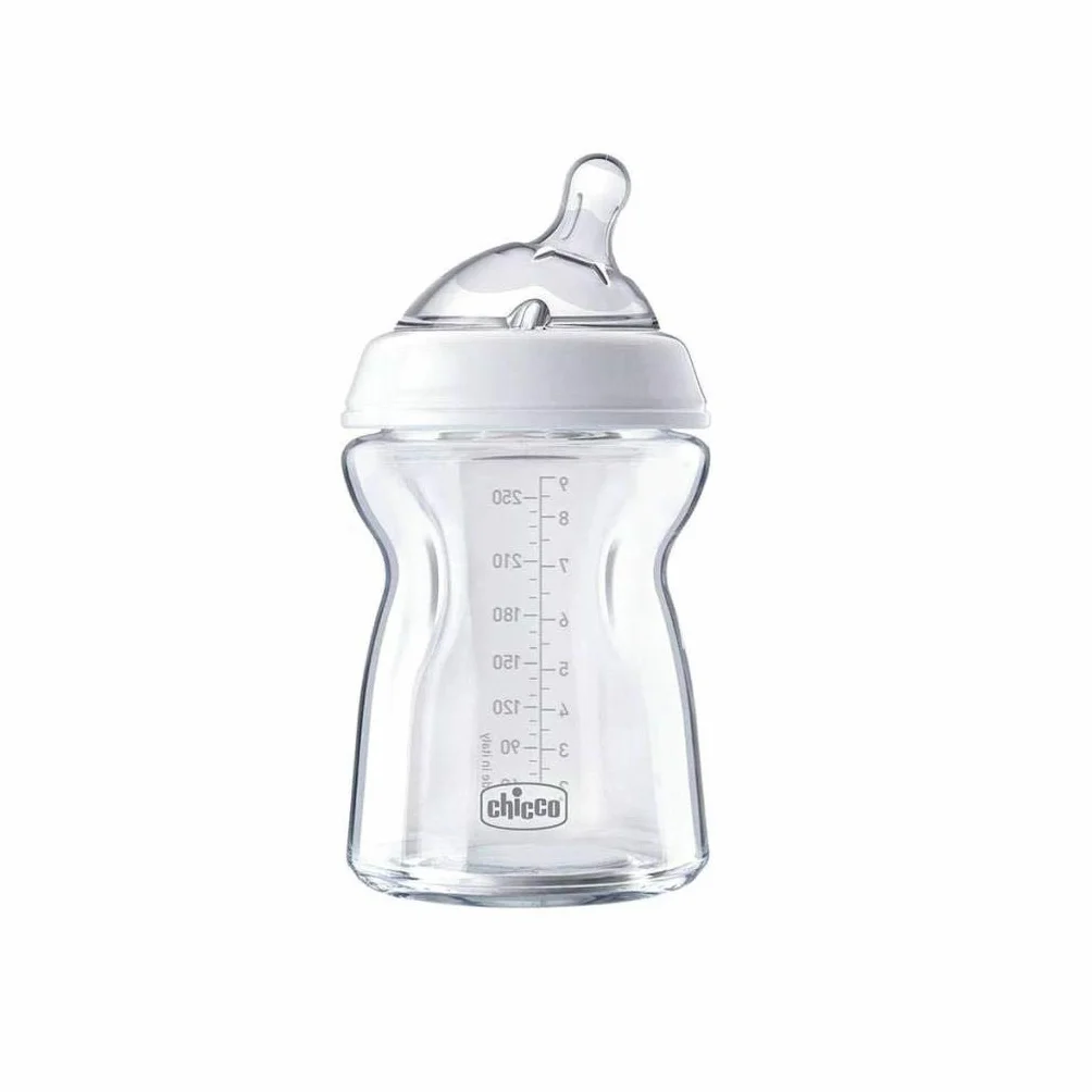 Chicco Biberon Natural Feeling in Vetro, Bianco, 250 ml