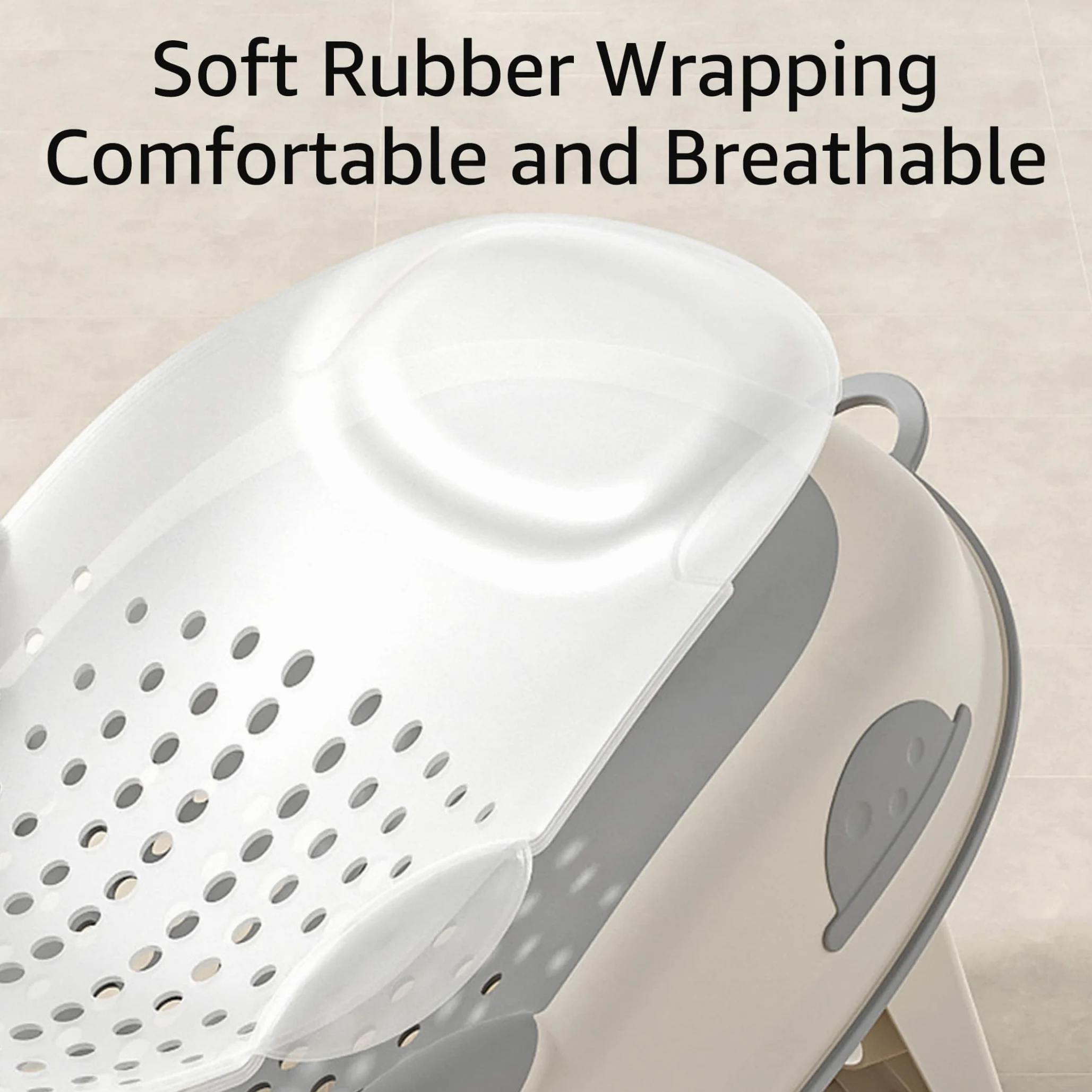 Supporto per bagnetto, seggiolino per vasca da bagno antiscivolo con supporto morbido per la colonna vertebrale e piedini pieghevoli, grigio