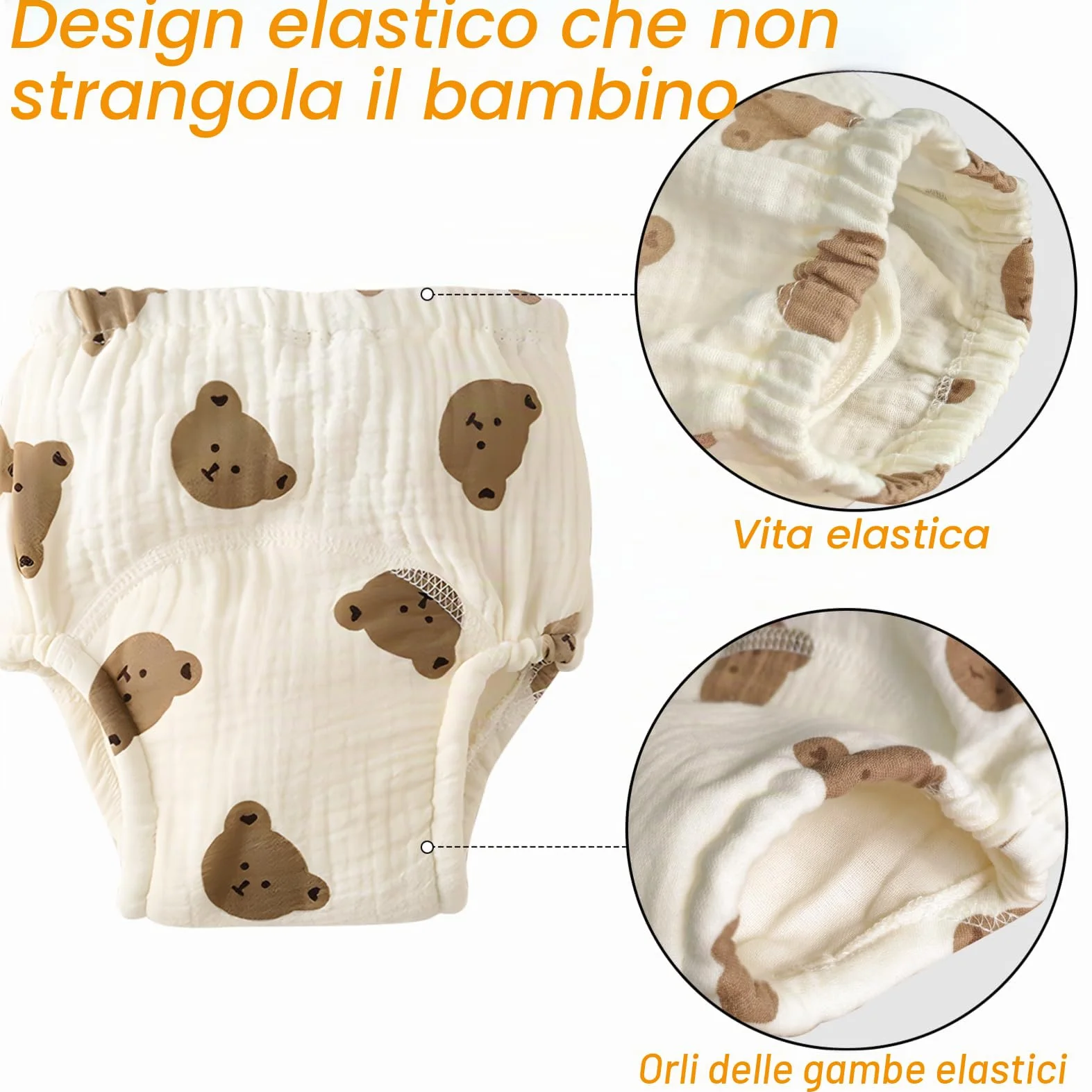 Pannolini Riutilizzabili in Tessuto Lavabili 4 Pezzi M 5-9 kg per Bambini