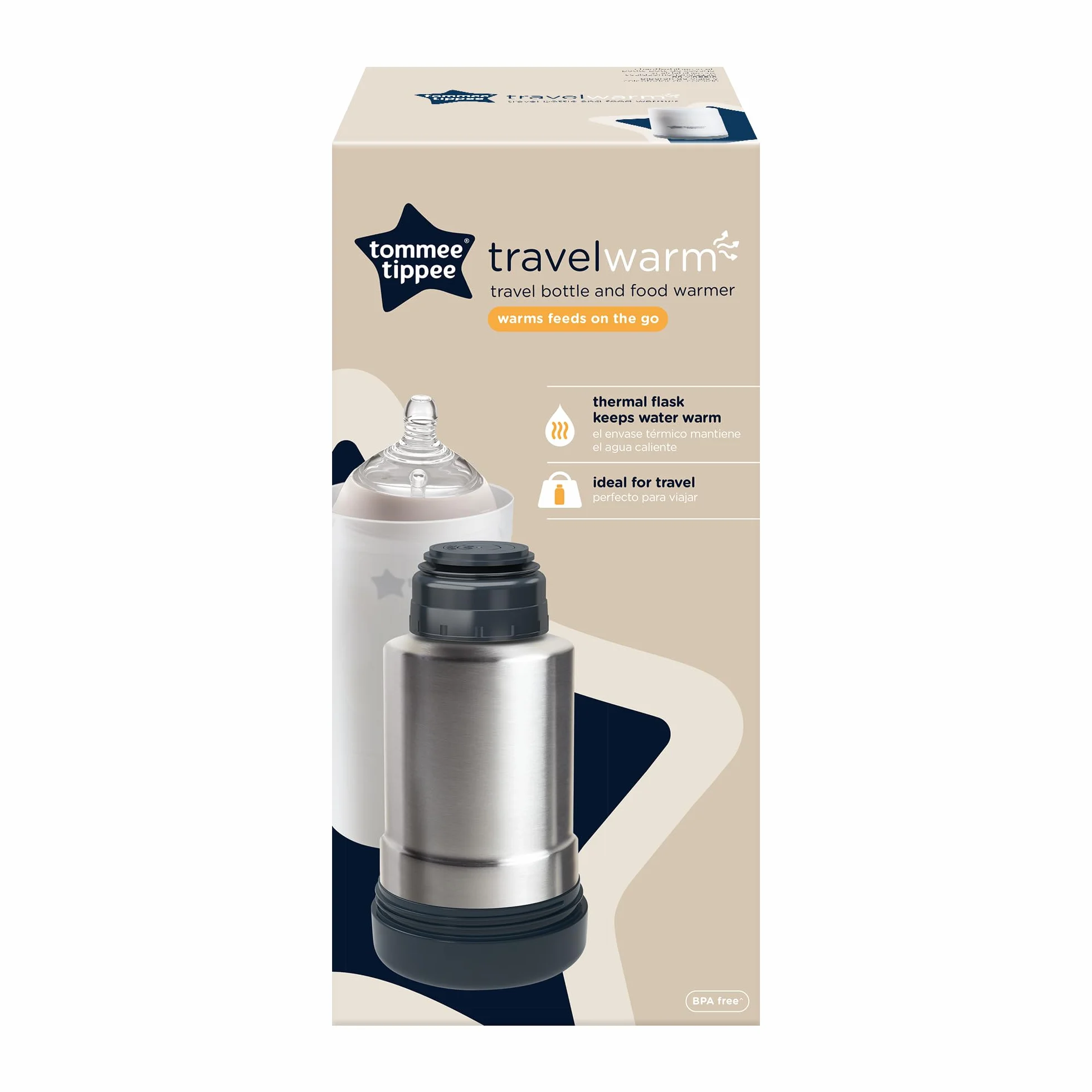 Tommee Tippee Scaldabiberon da Viaggio, Ideale per Viaggi, Isolamento Termico, Borraccia in Acciaio inox con Tappo a Prova di Perdite