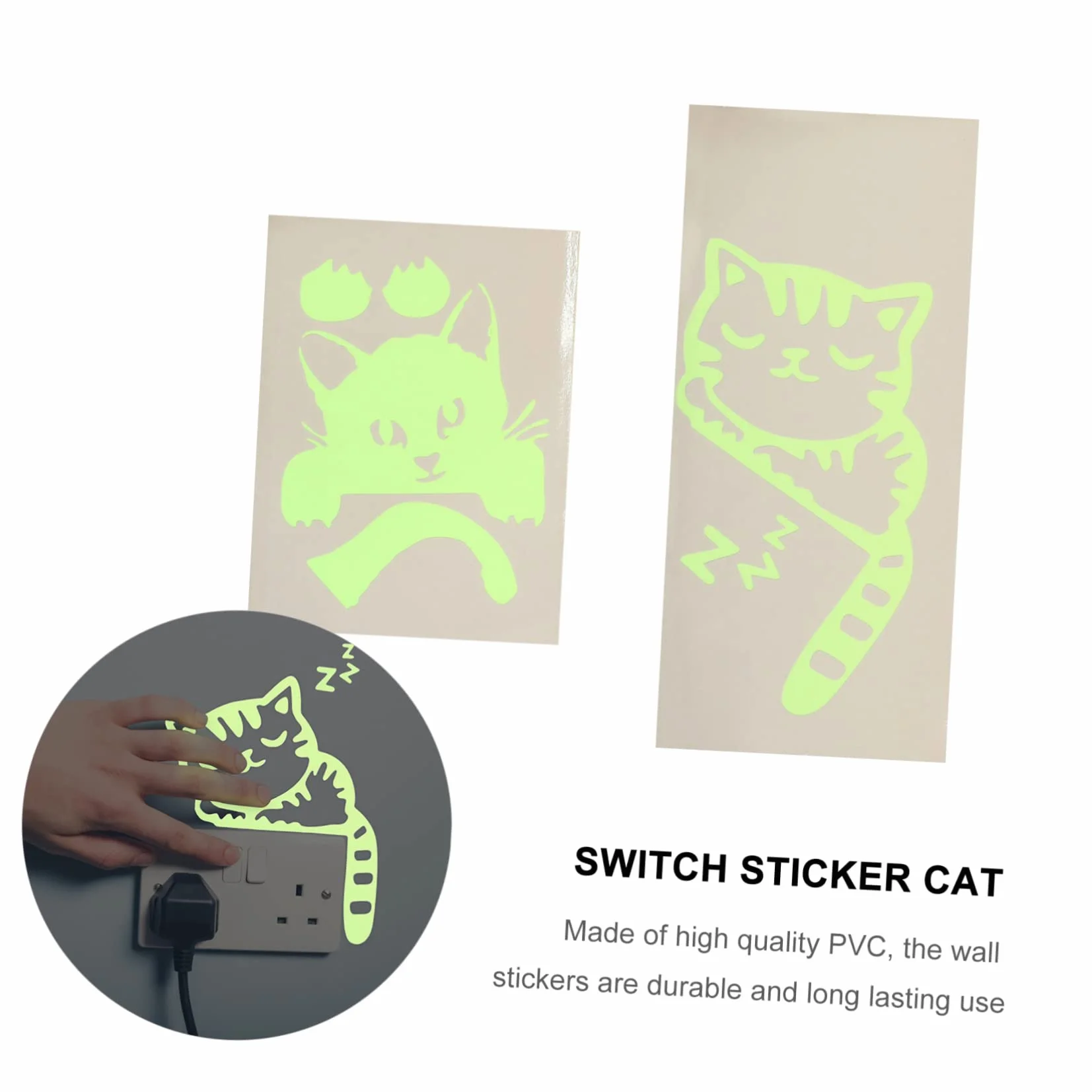 2pezzi Adesivi Murali Luminosi Per Adesivi Creativi Tema Gatto Per Decorare Camera Salotto Cucina e Altro Facili Da Applicare e Realizzati Durevole