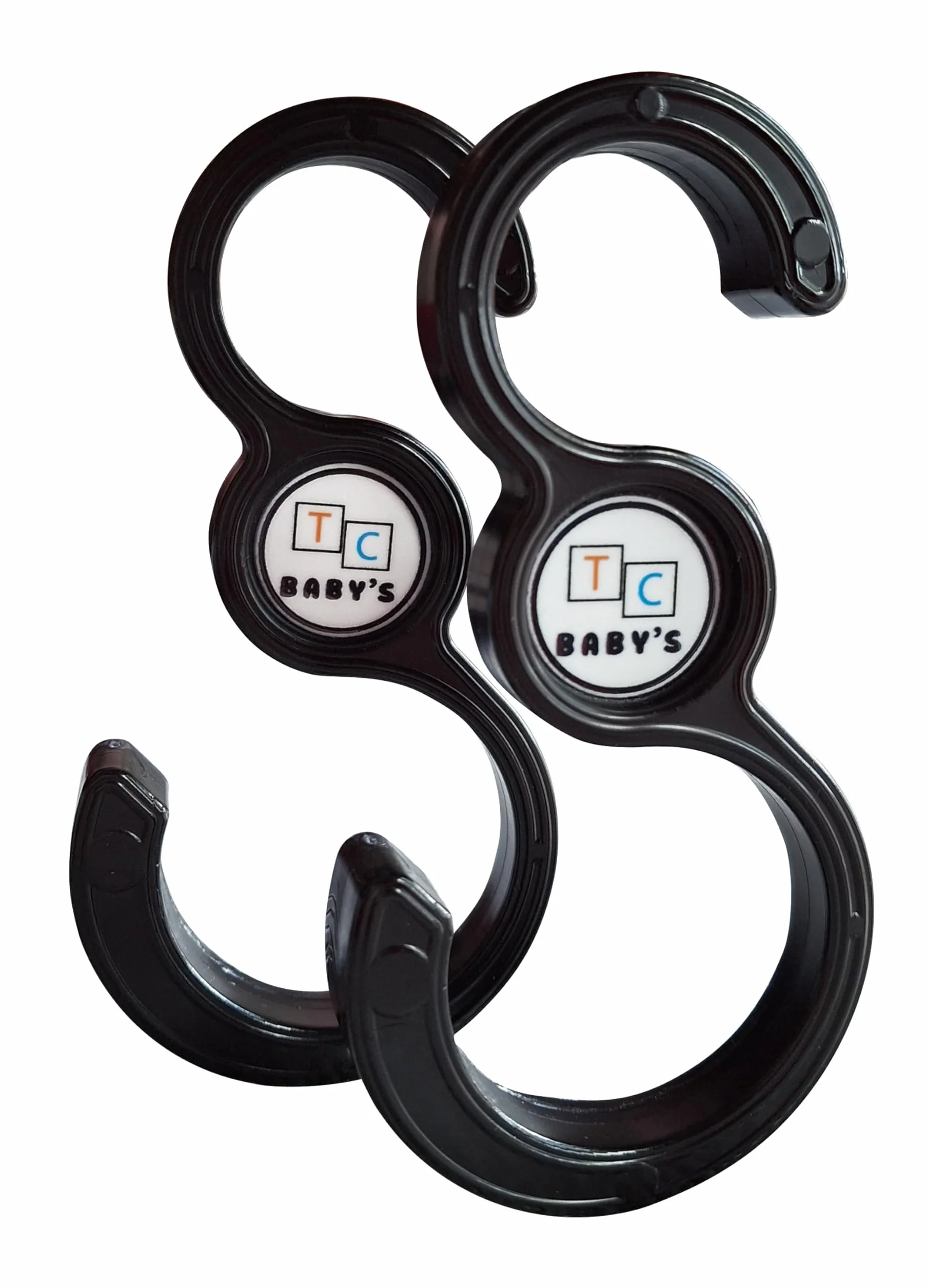 TC BABY'S - Ganci per Passeggino, Accessori Neonato, Porta Borse, Universali, Antiscivolo, Appendi Giochi (Nero)