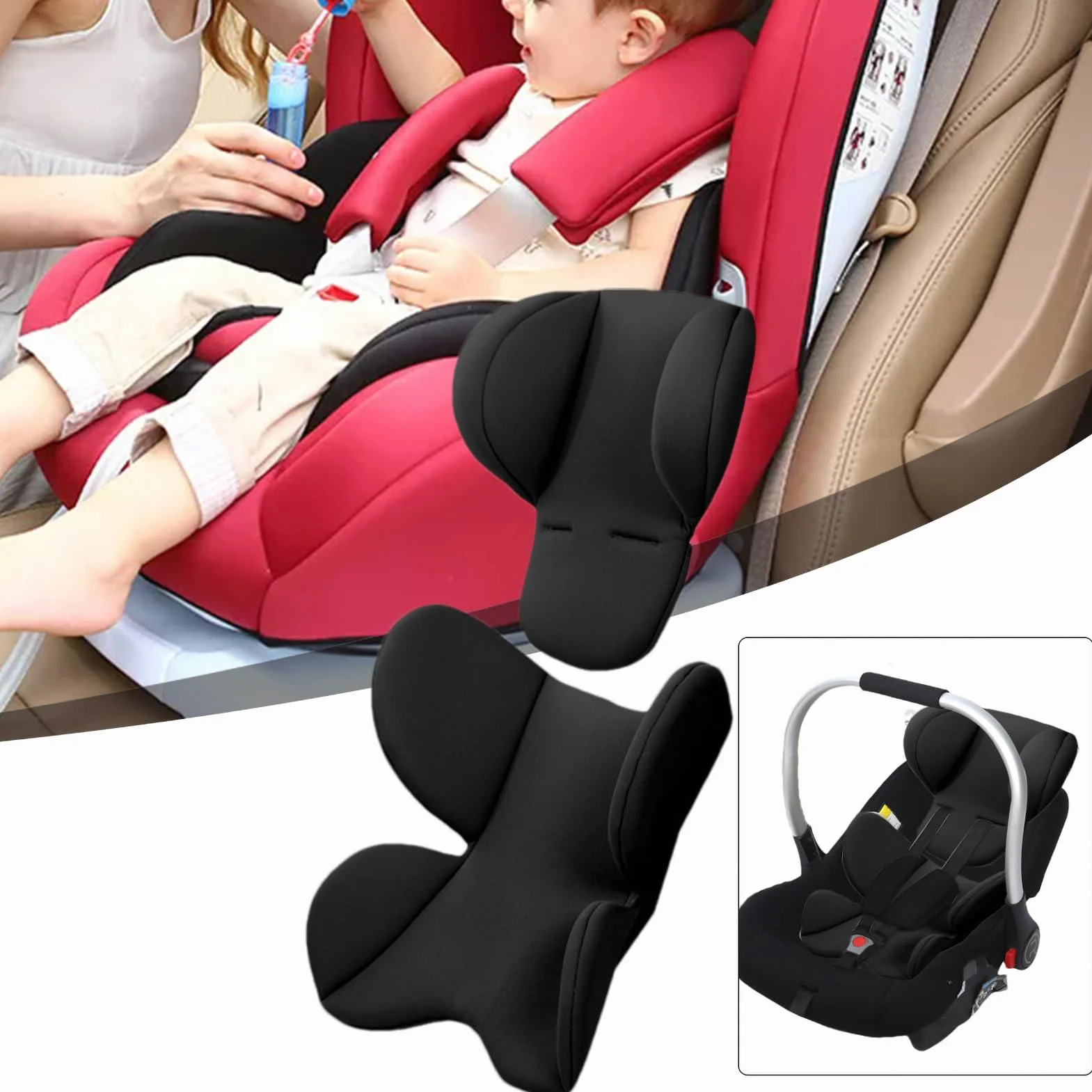 Riduttore Sedile Passeggino | Riduttore Sedile Per Passeggino Universale | Morbido Cuscinos Per Carrozzina Neonato, Comodo E Traspirante, Per Sostegno Corpo E Testa