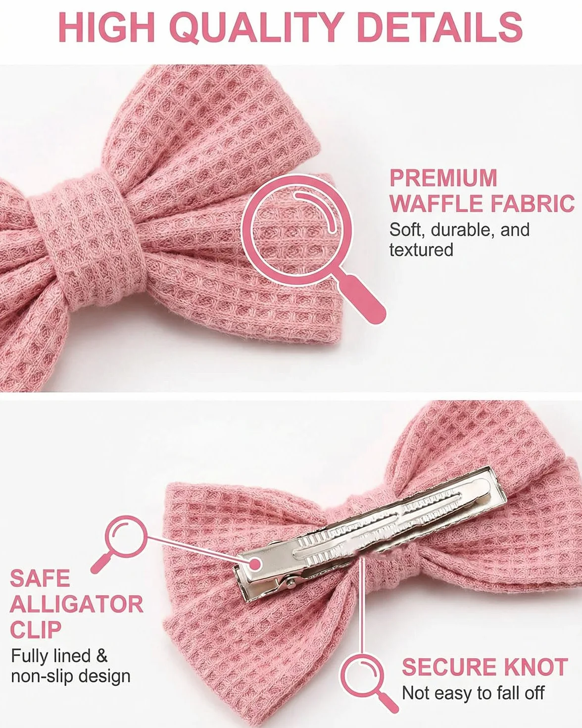DAFNE 20 Pezzi Mollette Capelli Neonata Piccolo 7 cm Fermagli per Capelli per Bambini, Antiscivolo Fiocchi Capelli per Bambina
