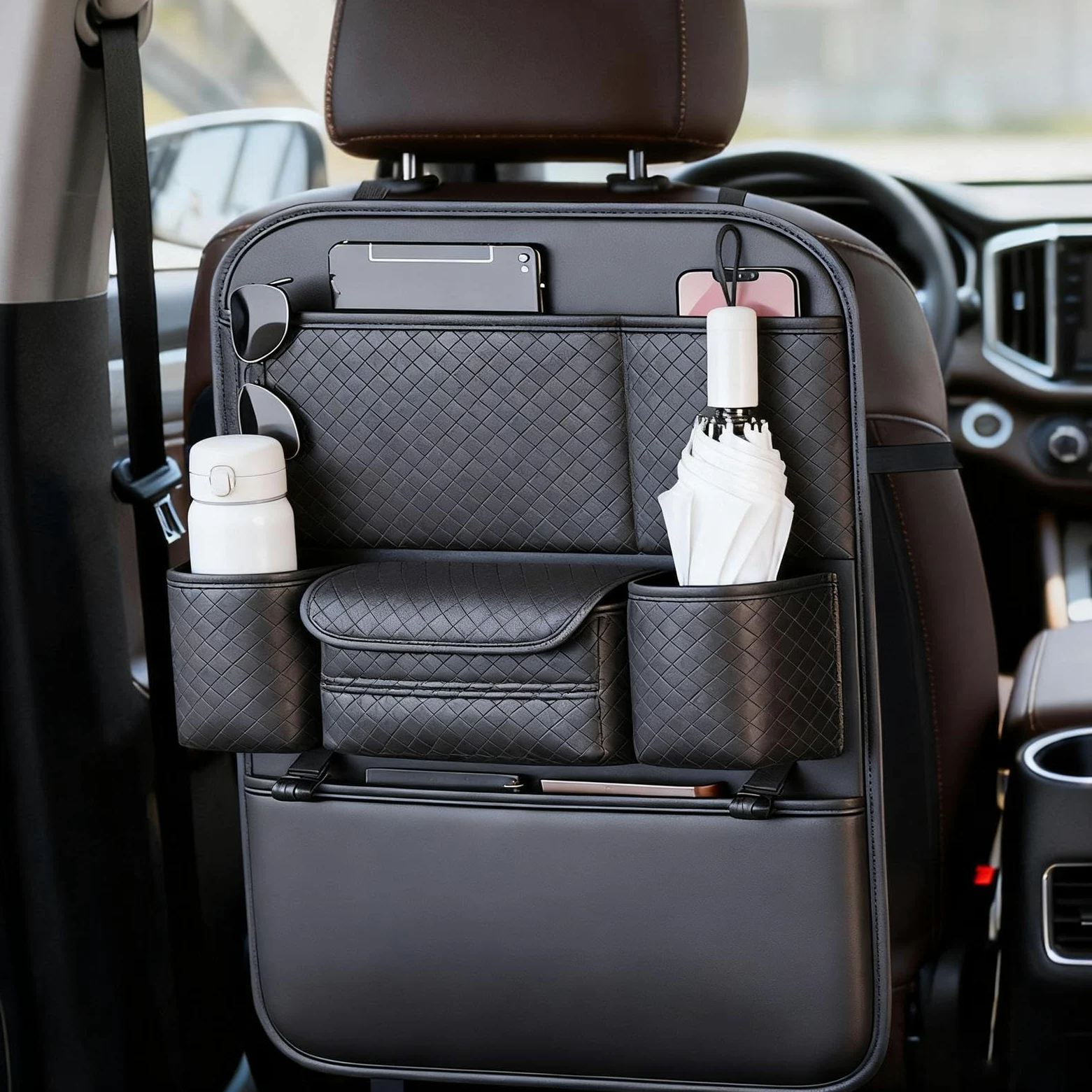 Organizzatore Auto Sedile Posteriore Grande Capacità Da Viaggio | Organizzatore Posteriore Con Paracalci Per Rimorchio Camper Camion Berlina Pick-up Tablet Giochi Snack