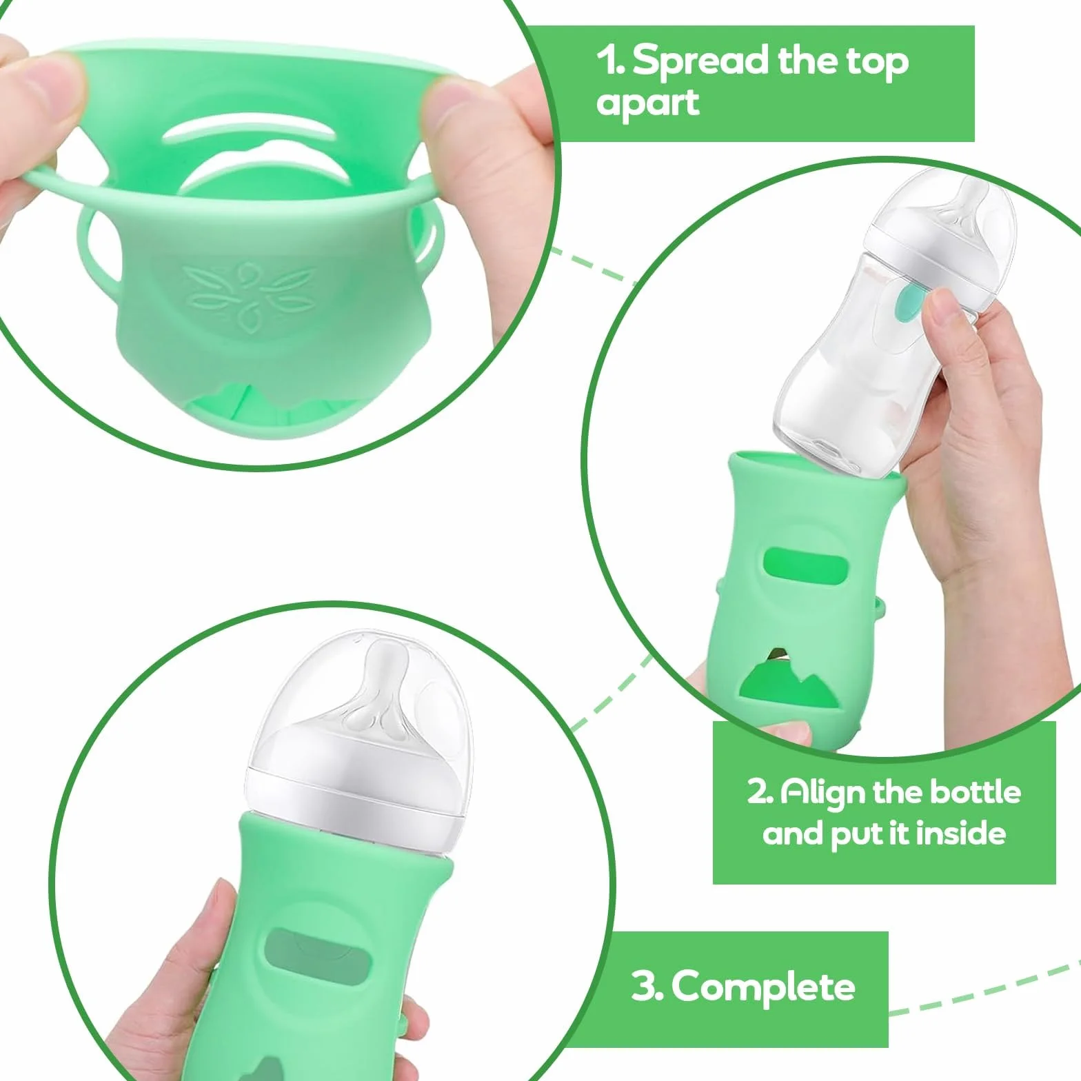 Avent Biberon in Vetro Naturale con Coperchio in Silicone Portabiberon Infrangibile Compatibile con Biberon in Vetro Naturale da 8 Once, Senza BPA, Confezione da 3