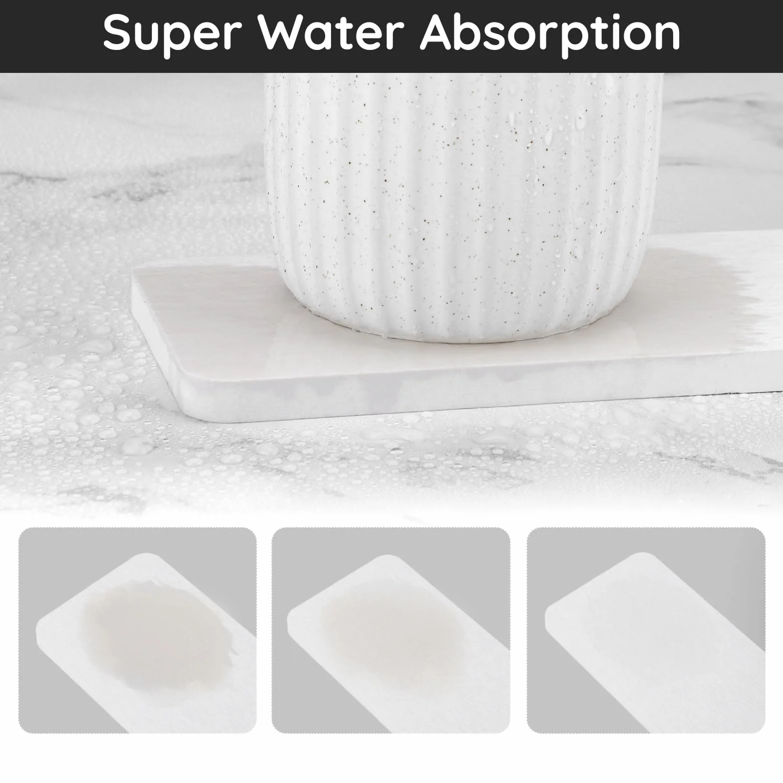 Segbeauty Antiscivolo Sottobicchieri Assorbendo Acqua, 4 Pezzi Vassoio Diatomite Asciugatura Istantanea, Organizer per Lavello Ad Asciugatura Istantanea, Ad Asciugatura Rapida (Bianco)