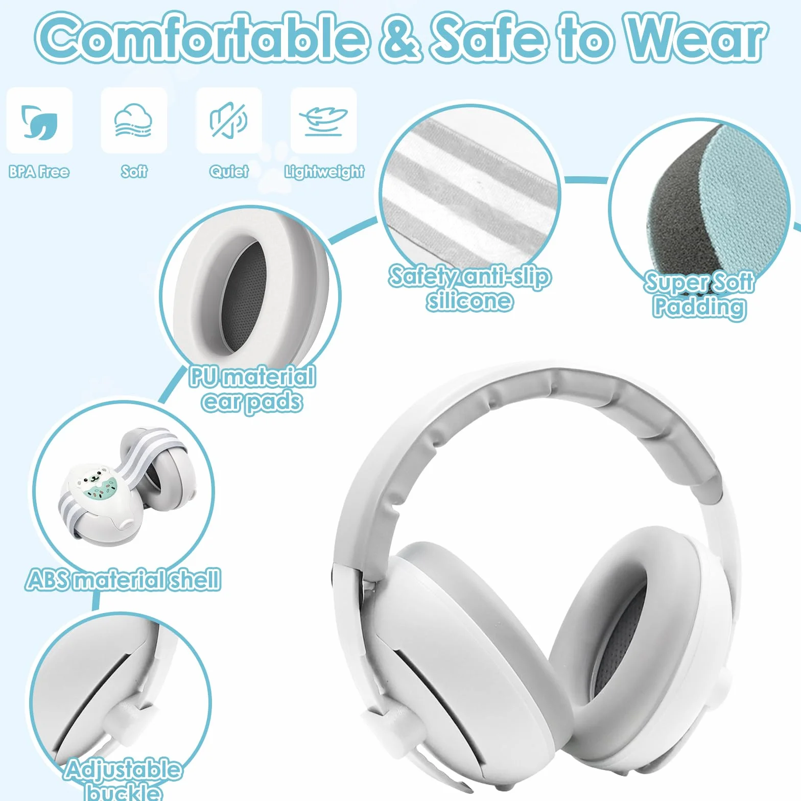 Cuffie Neonato Antirumore, 2 in 1 Protettori Acustici per Neonati, Cuffie per Neonati Antirumore Cuffie Antirumore Neonato Ideale, Protezione Acustica Ideale per Neonati Fino