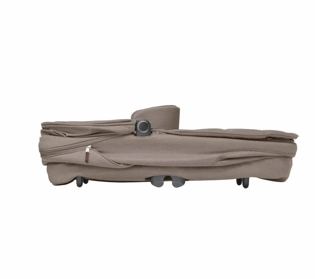 Maxi-Cosi Sense Navicella, spaziosa e confortevole, materasso memory foam traspirante, ClimaFlow, inclinazione SoothingSlope, sonno notturno, manico pelle vegana, Twillic Truffle