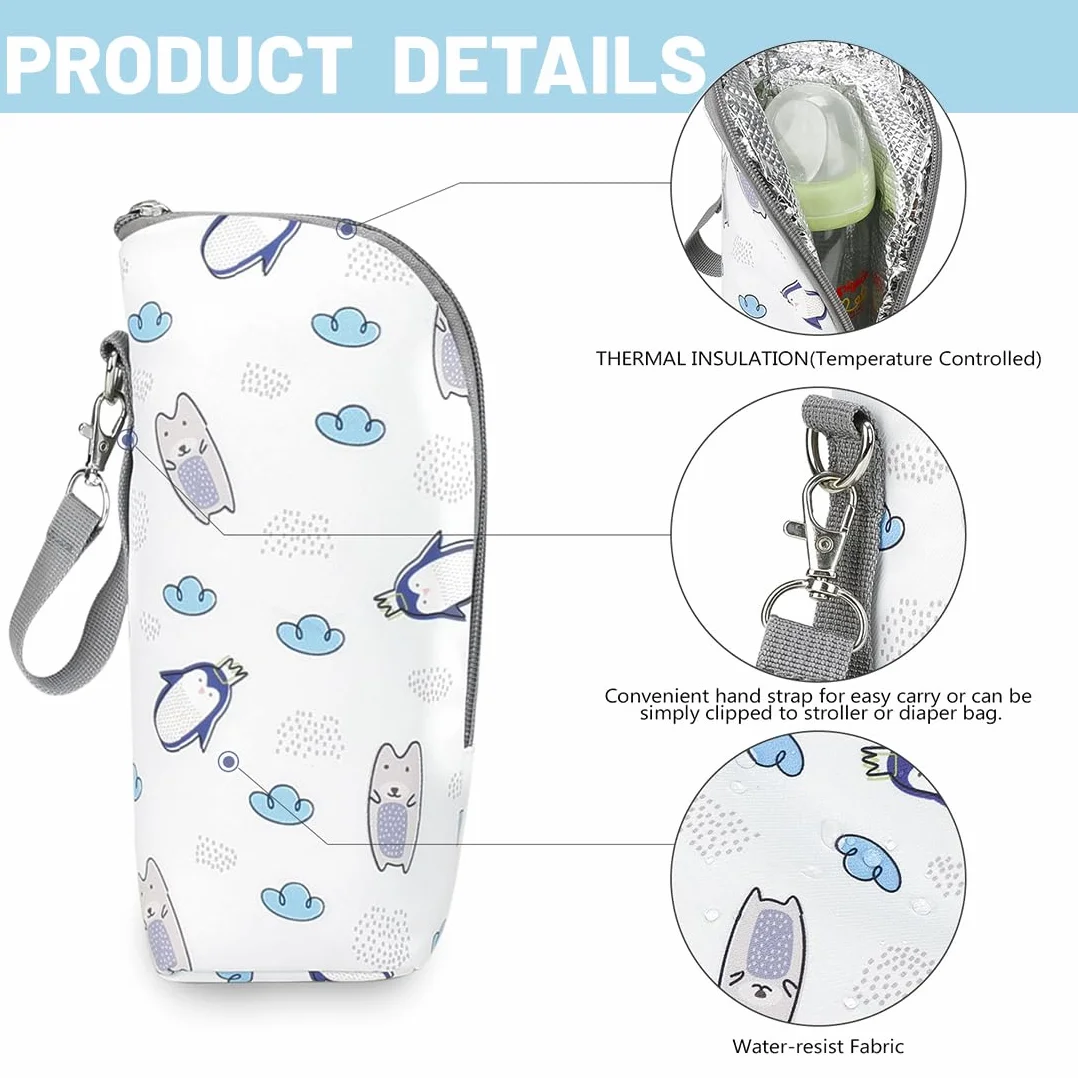 1 Pezzo Porta Biberon Termico Borsa Termica Con Strato Isolante,Borsa Da Viaggio Portatile Appeso Latte Materno Acqua Stoccaggio Biberon Sacchetto Di Isolamento, Pinguino