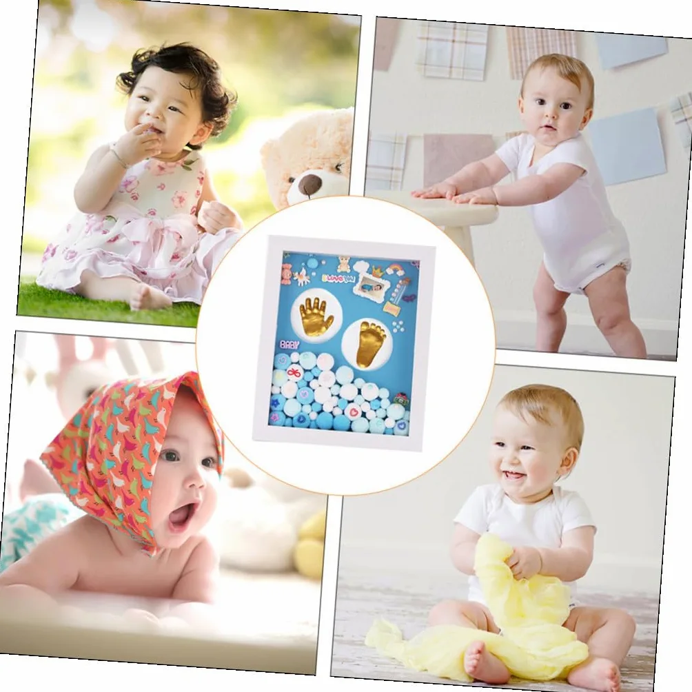 VICASKY Kit per Impronte di Mani e Piedini Bambino Bambina Cornice in Acrilico Oro per Regalo Primo Compleanno o Cerimonia e Decorazione Murale