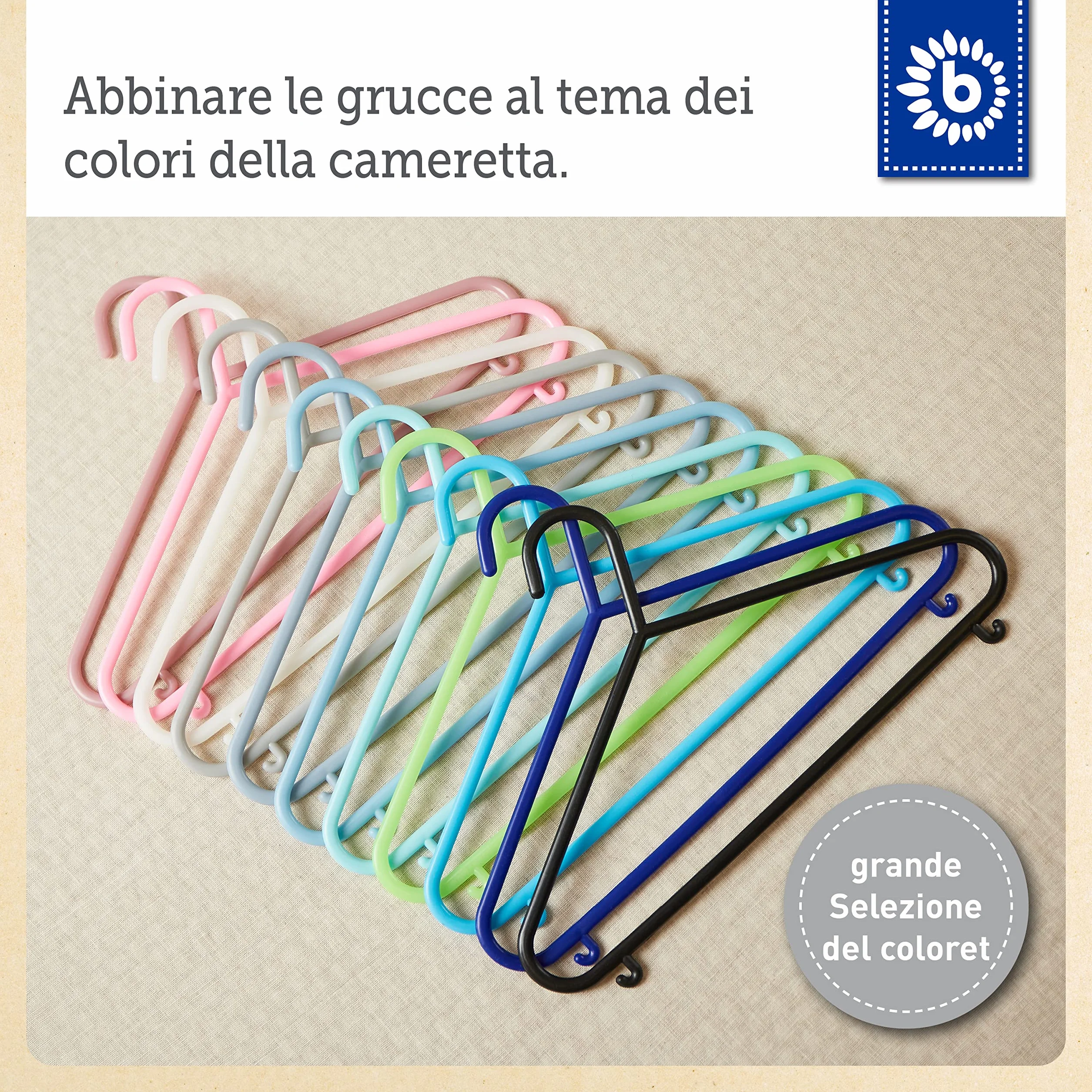 Bieco 04014140 Set di 8 Grucce Appendiabiti per Bambini, 29,5 x 18 x4,12, Blu